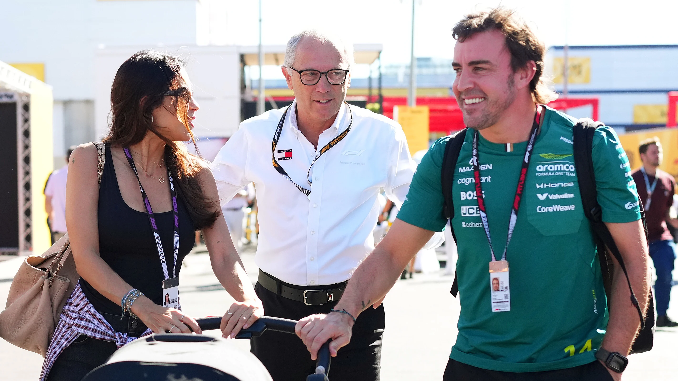 MADRID, SPAIN - SEPTEMBER 11: Stefano Domenicali, CEO of the Formula One Group greets Fernando