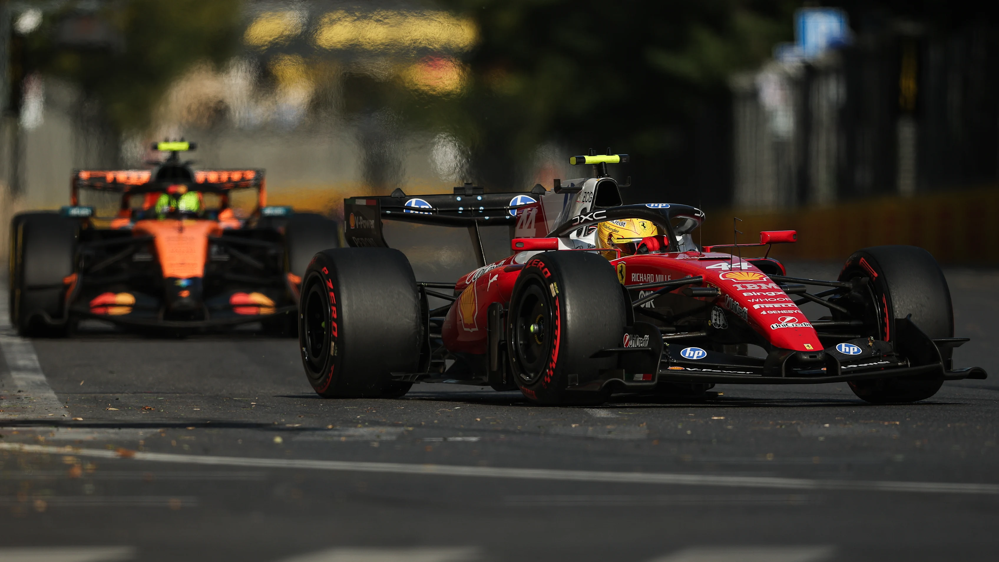 BAKU, AZERBAIJAN - SEPTEMBER 26: Lewis Hamilton of Great Britain driving the (44) Scuderia Ferrari