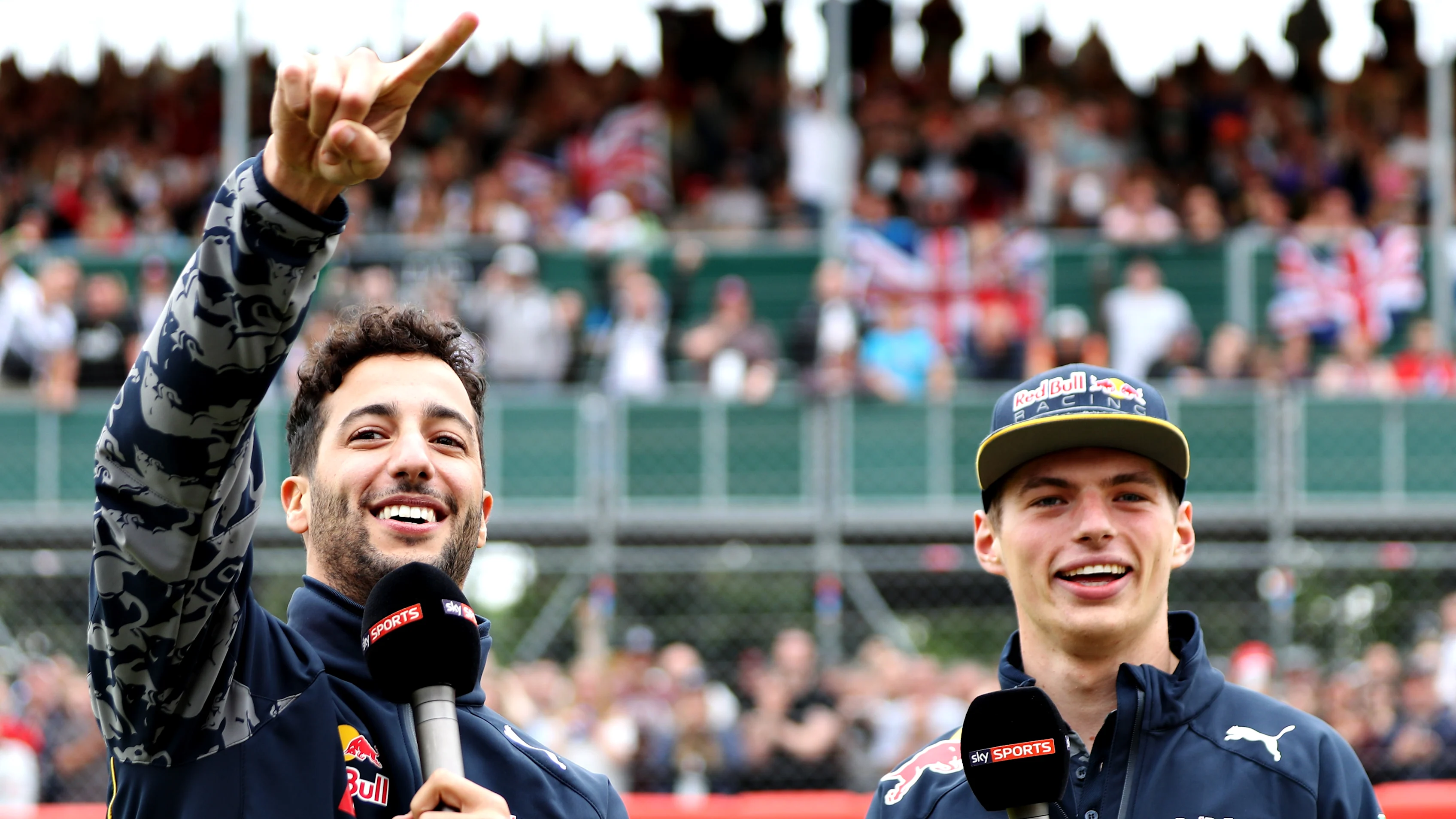 NORTHAMPTON, ENGLAND - JULY 07:  Daniel Ricciardo of Australia and Red Bull Racing and Max