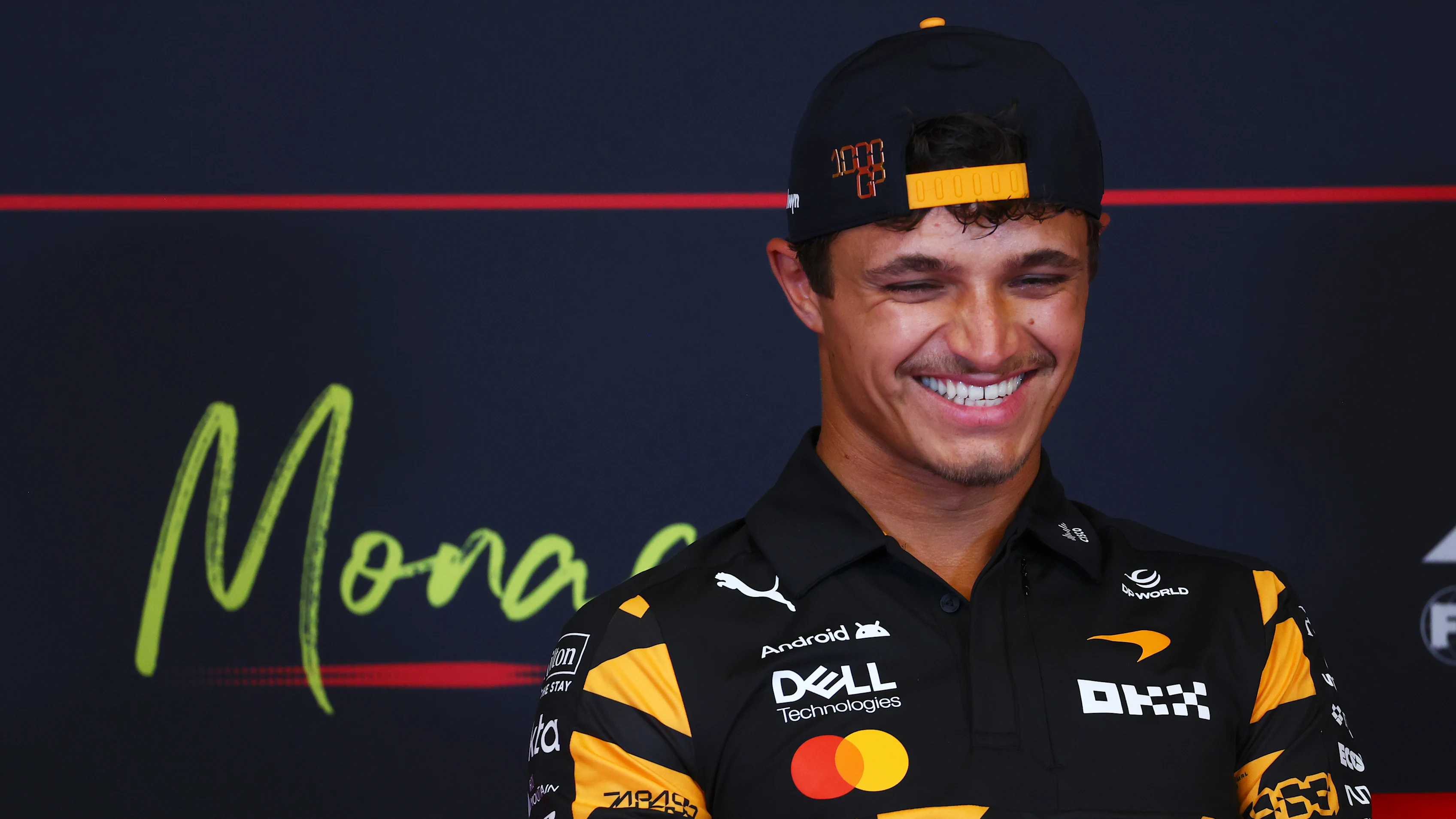 MONTE-CARLO, MONACO - JUNE 04: Lando Norris of Great Britain and McLaren speaks in the Drivers