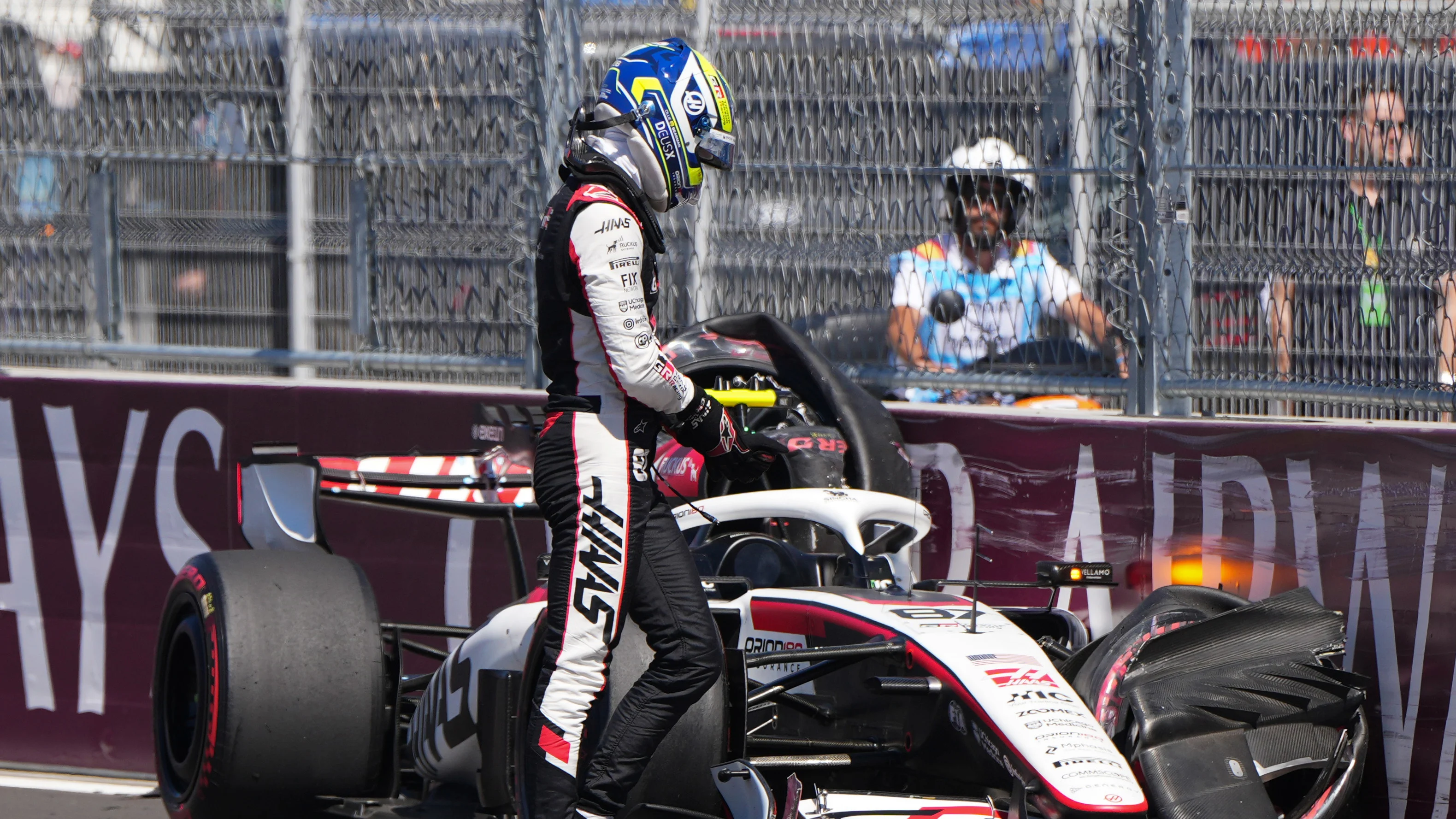 MADRID, SPAIN - SEPTEMBER 10: Oliver Bearman of Great Britain and Haas F1 walks in the Paddock
