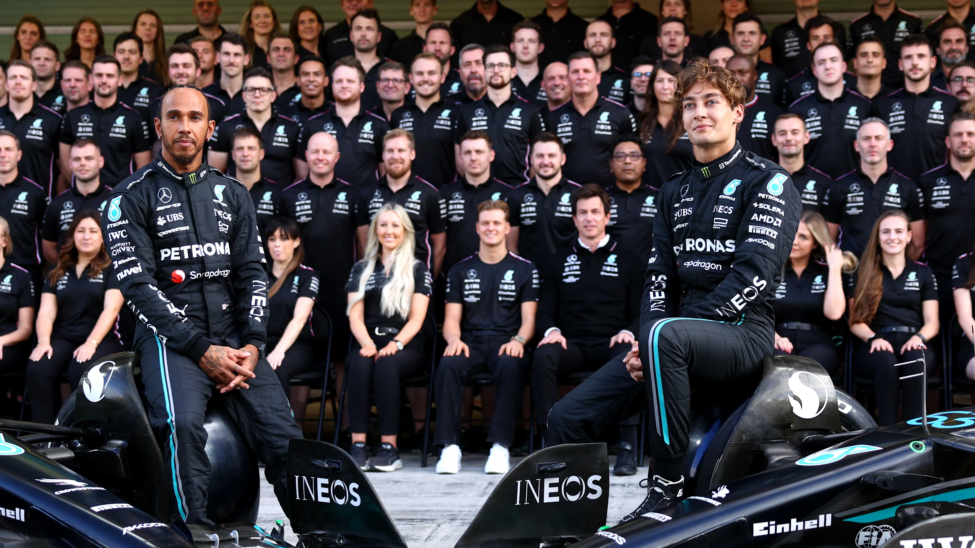 ABU DHABI, UNITED ARAB EMIRATES - NOVEMBER 23: Lewis Hamilton of Great Britain and Mercedes and