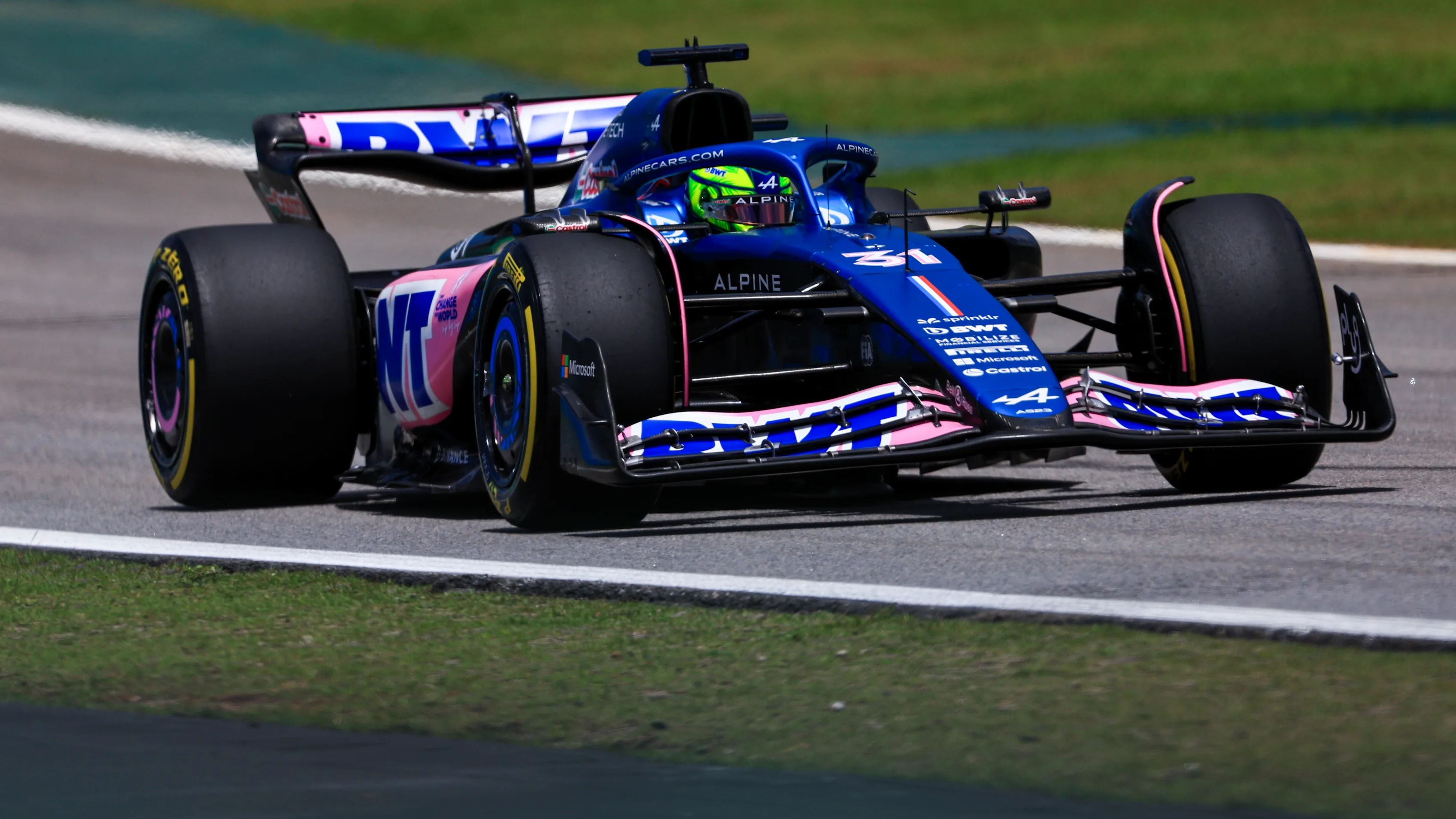 SAO PAULO, BRAZIL - NOVEMBER 04: Esteban Ocon of France driving the (31) Alpine F1 A523 Renault on