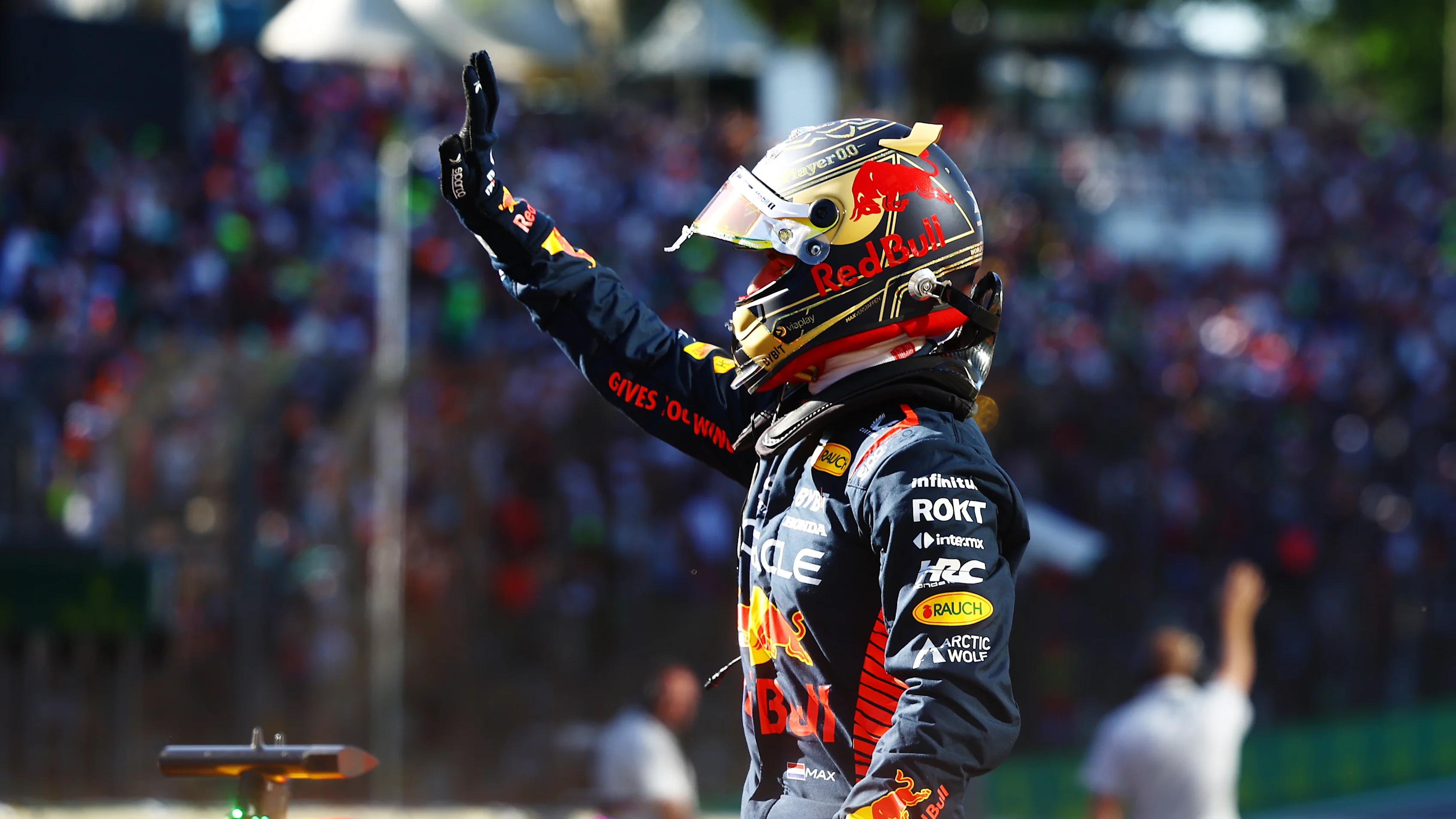SAO PAULO, BRAZIL - NOVEMBER 04: Sprint winner Max Verstappen of the Netherlands and Oracle Red