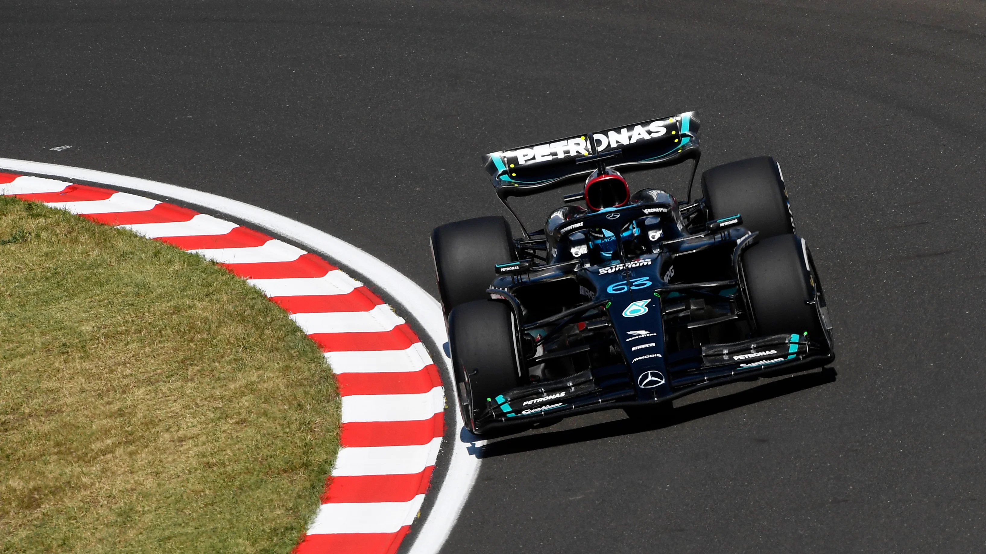 BUDAPEST, HUNGARY - JULY 23: George Russell of Great Britain driving the (63) Mercedes AMG Petronas