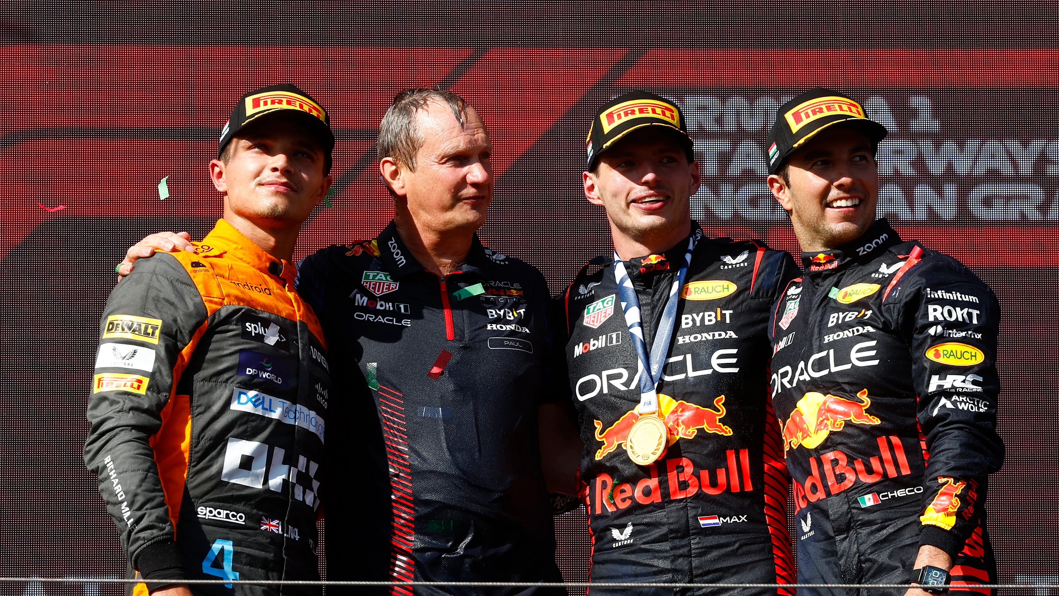BUDAPEST, HUNGARY - JULY 23: Race winner Max Verstappen of the Netherlands and Oracle Red Bull