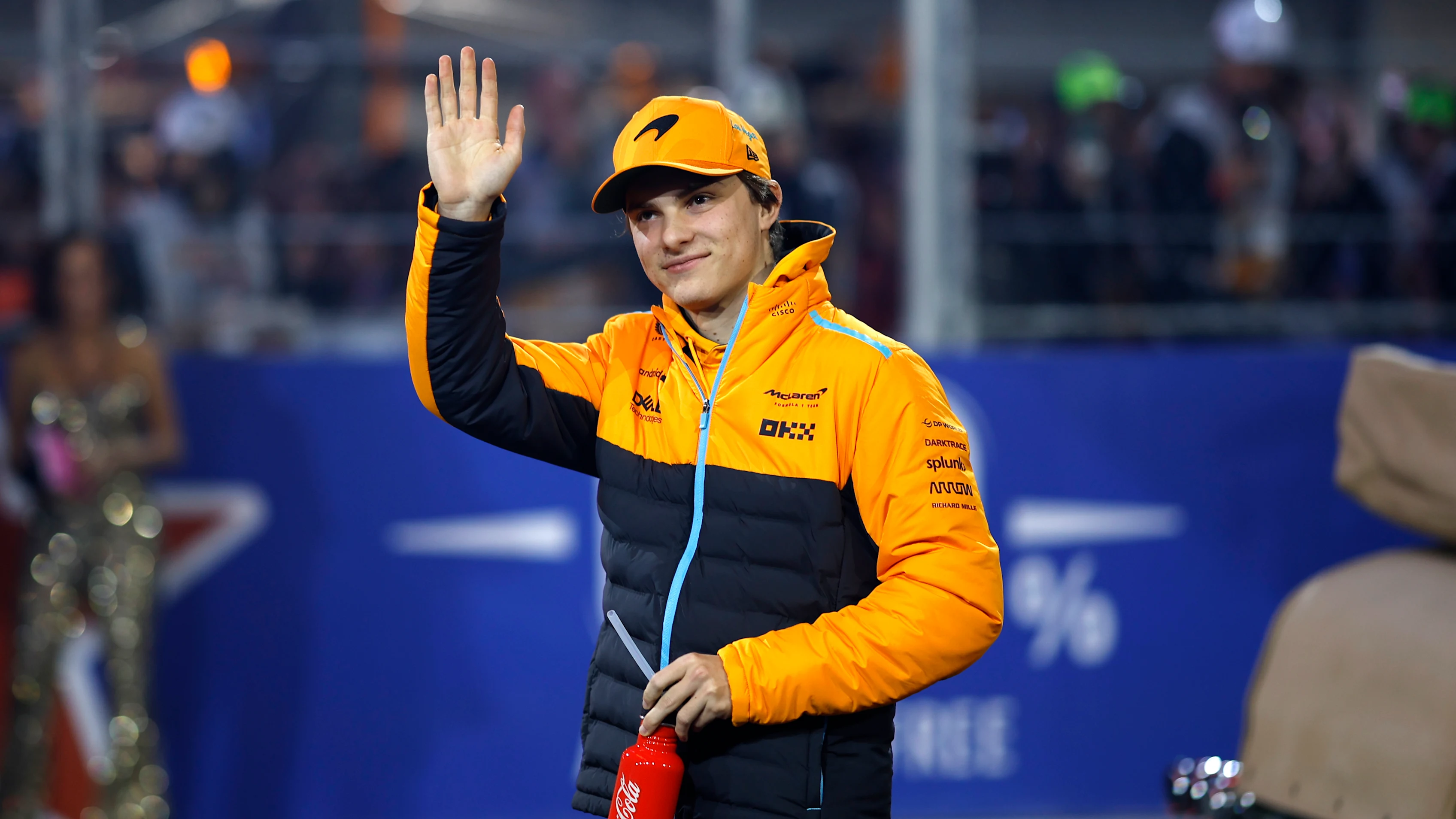 LAS VEGAS, NEVADA - NOVEMBER 18: Oscar Piastri of Australia and McLaren looks on from the drivers