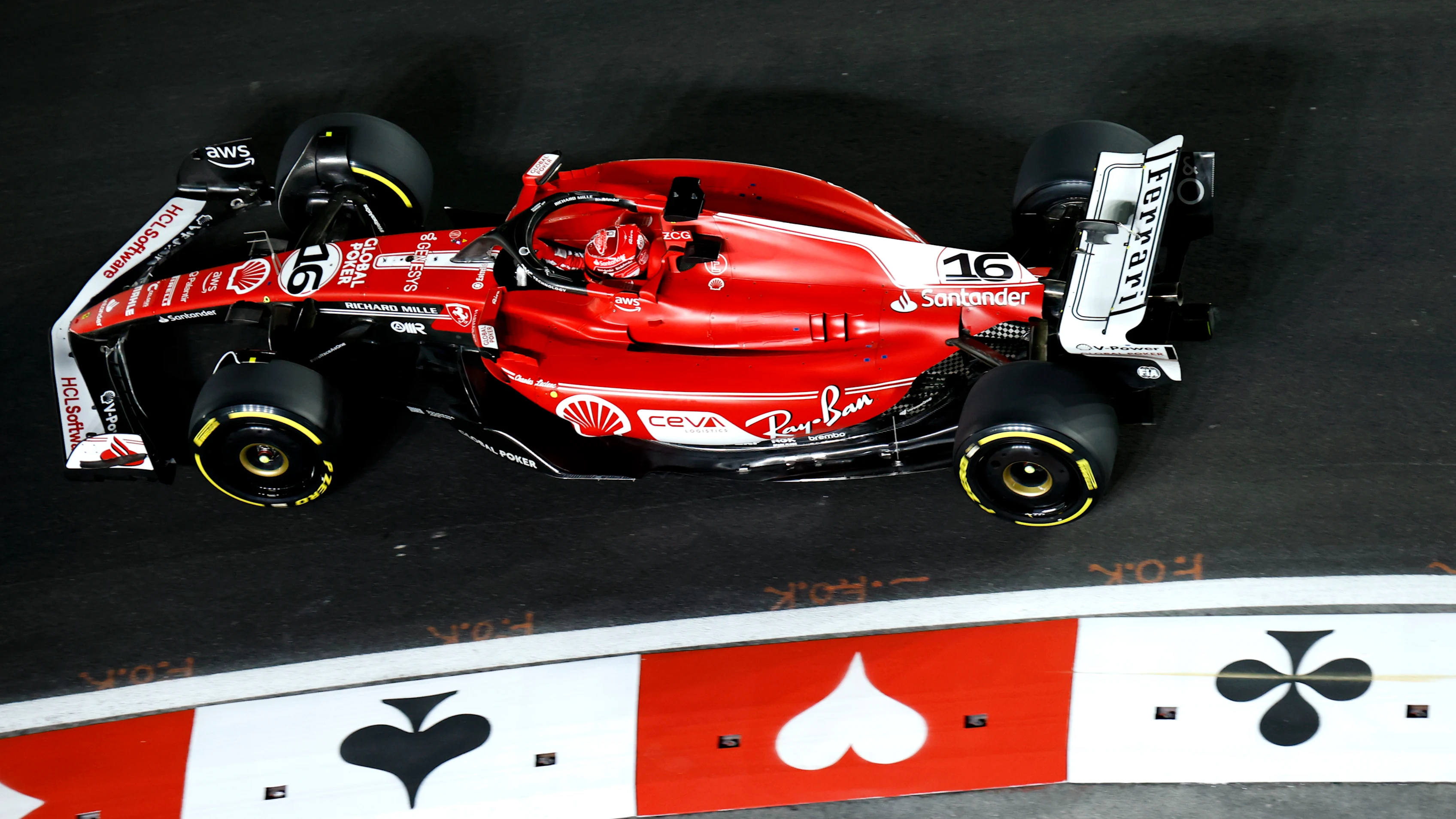 LAS VEGAS, NEVADA - NOVEMBER 18: Charles Leclerc of Monaco driving the (16) Ferrari SF-23 on track