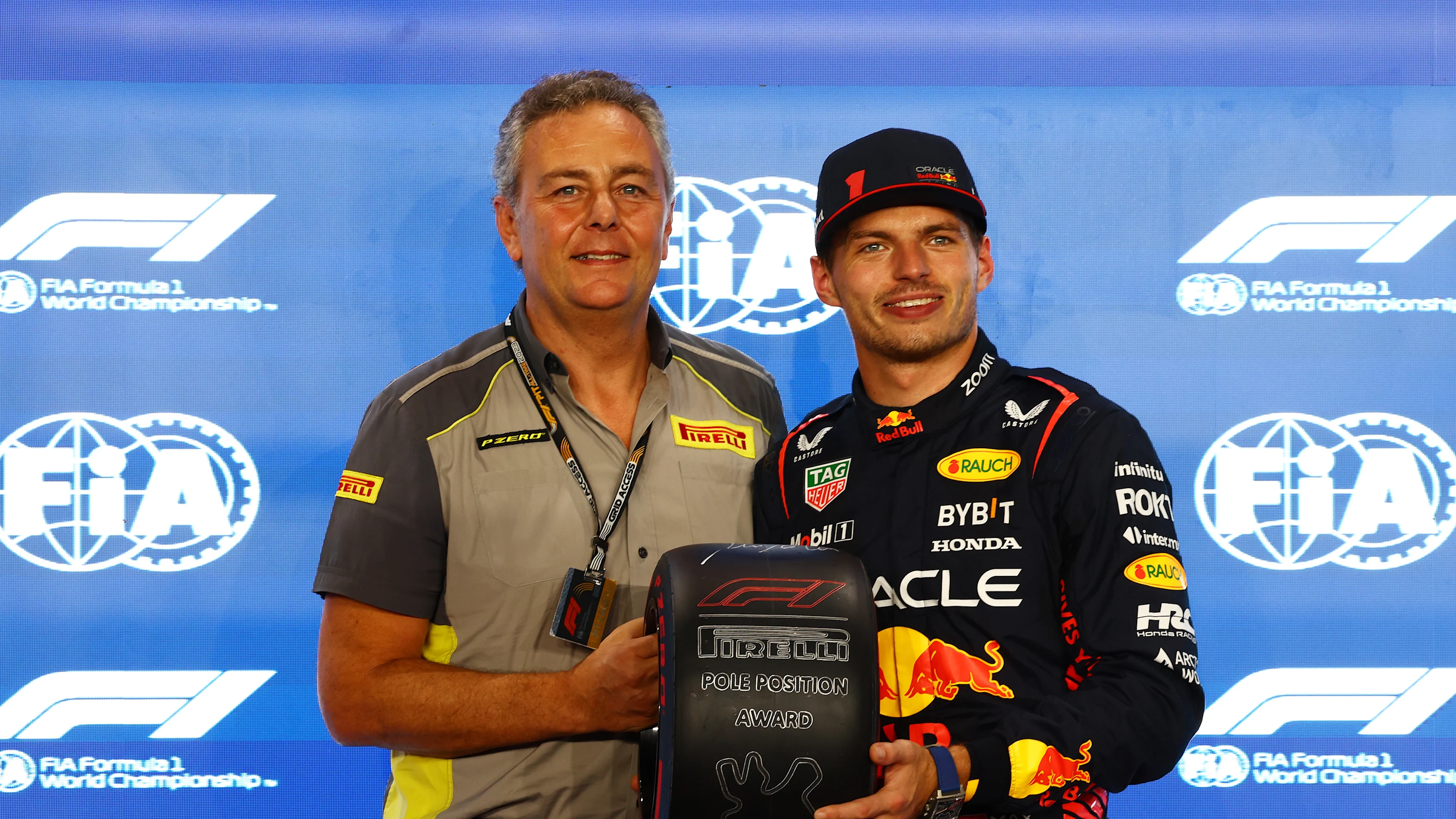 LUSAIL CITY, QATAR - OCTOBER 06: Pole position qualifier Max Verstappen of the Netherlands and