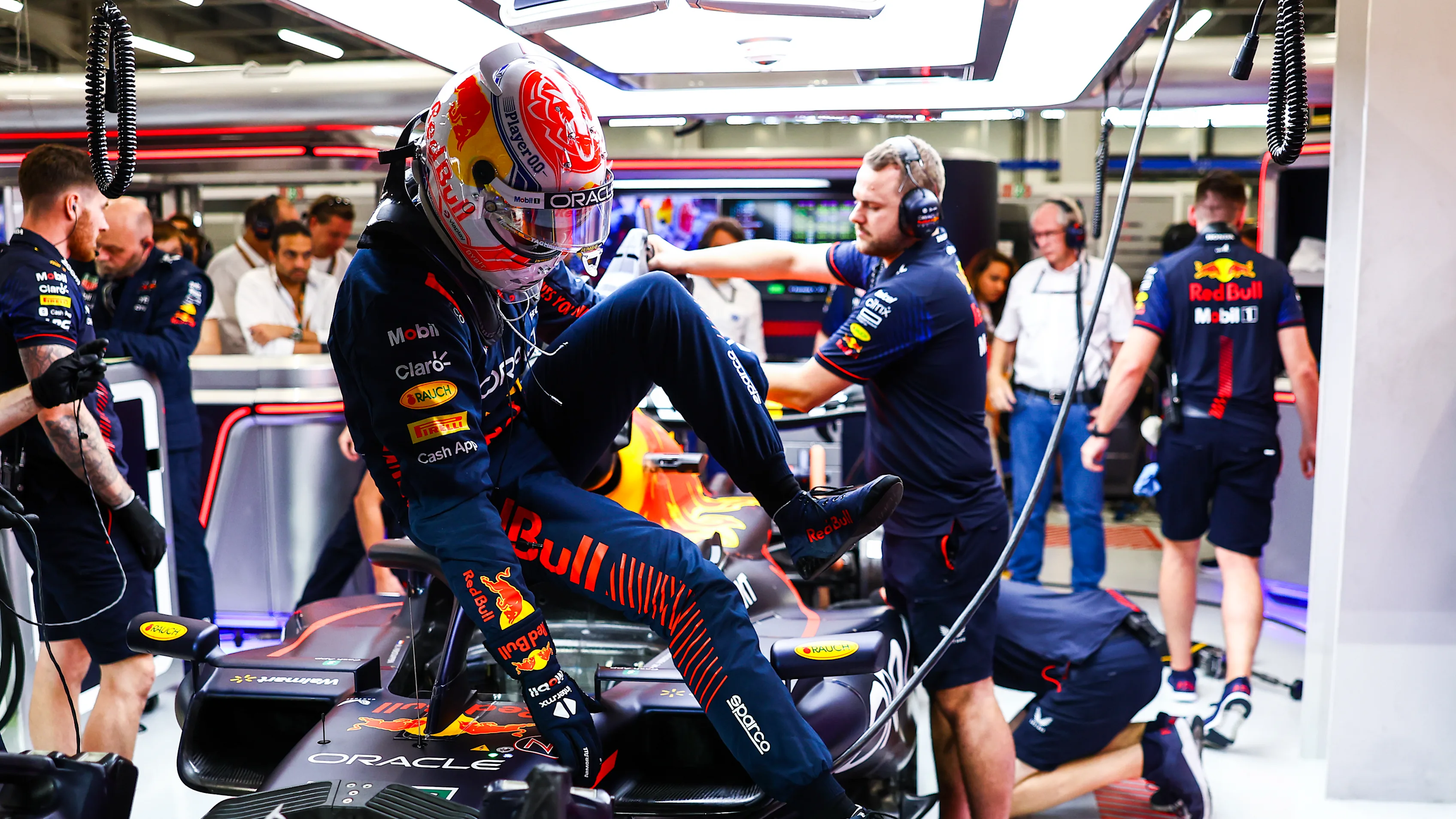 JEDDAH, SAUDI ARABIA - MARCH 18: 15th placed qualifier Max Verstappen of the Netherlands and Oracle