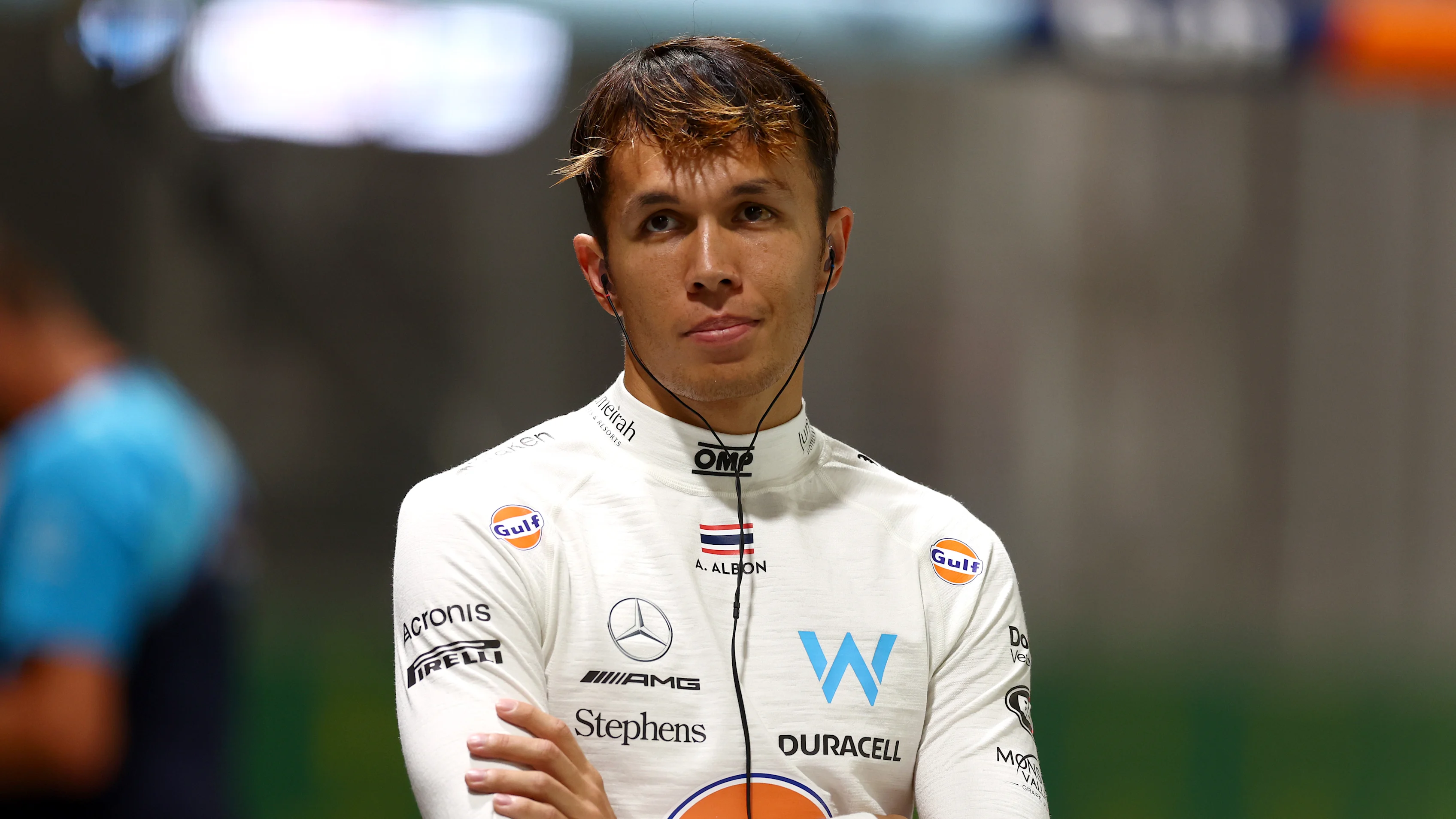 SINGAPORE, SINGAPORE - SEPTEMBER 16: Alexander Albon of Thailand and Williams looks on in the