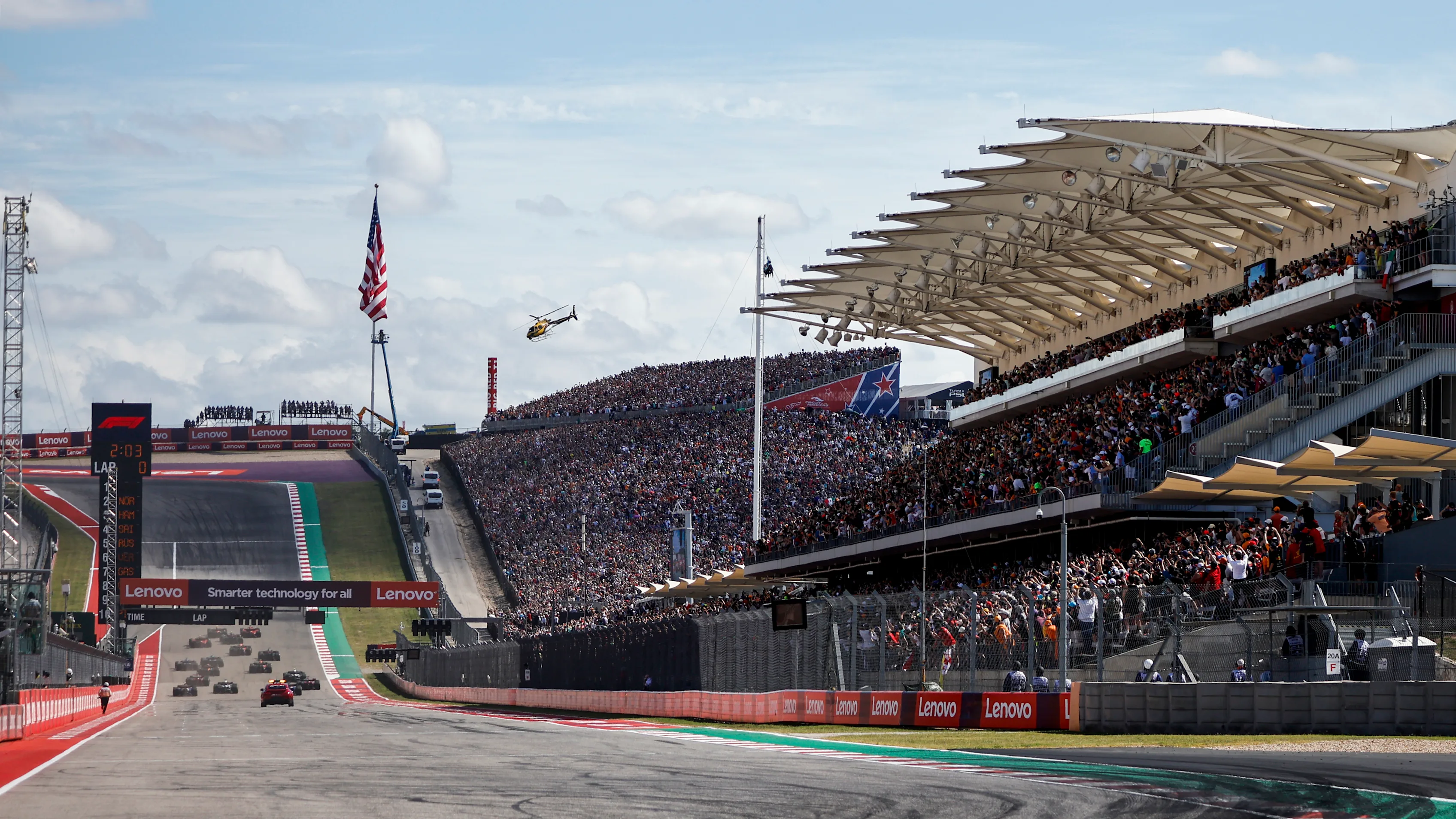 AUSTIN, TEXAS - OCTOBER 22: The FIA Safety cars follows the field during the F1 Grand Prix of