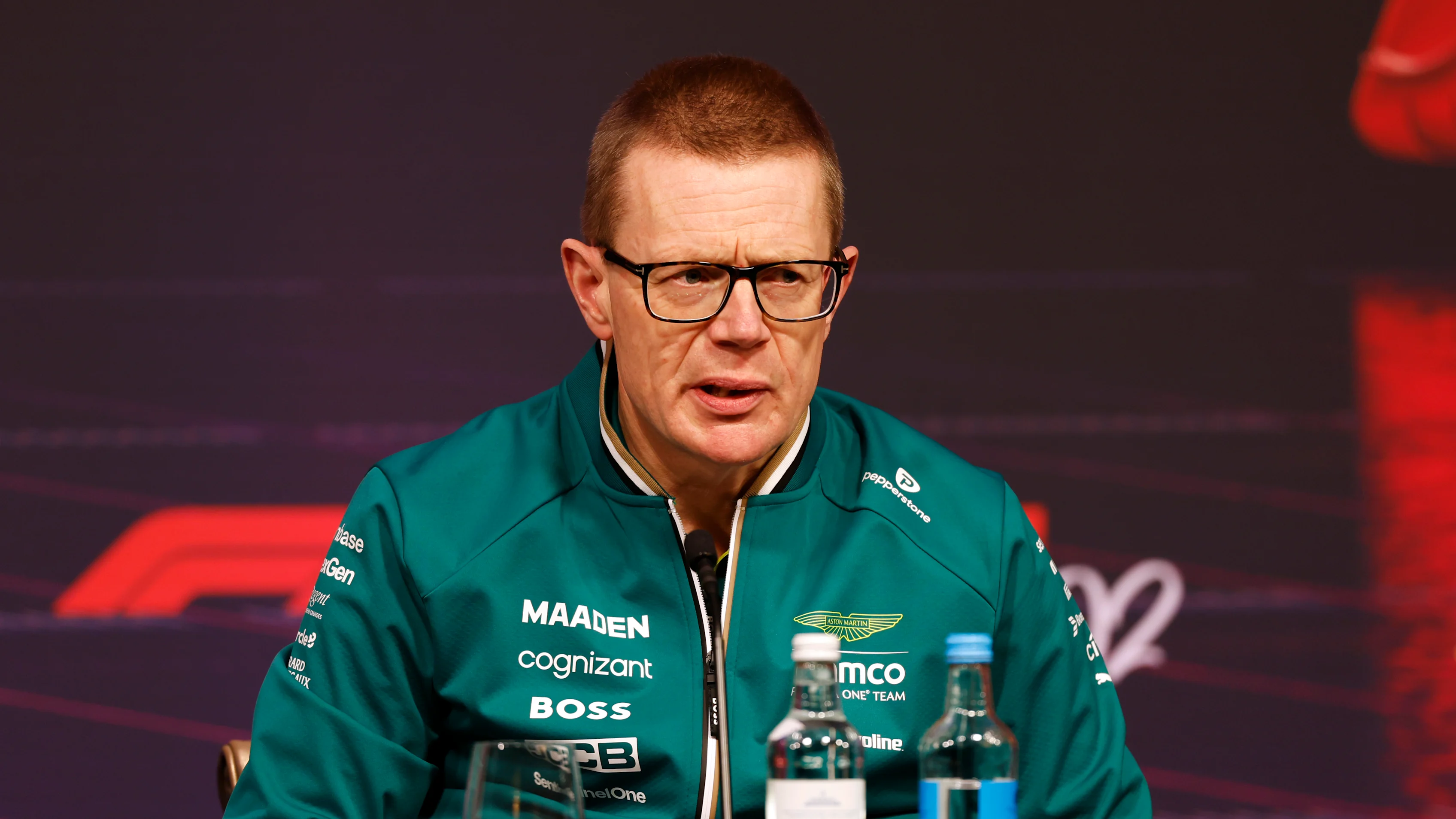 LONDON, ENGLAND - FEBRUARY 18: Andy Cowell, Group CEO at Aston Martin F1 Team talks to the media