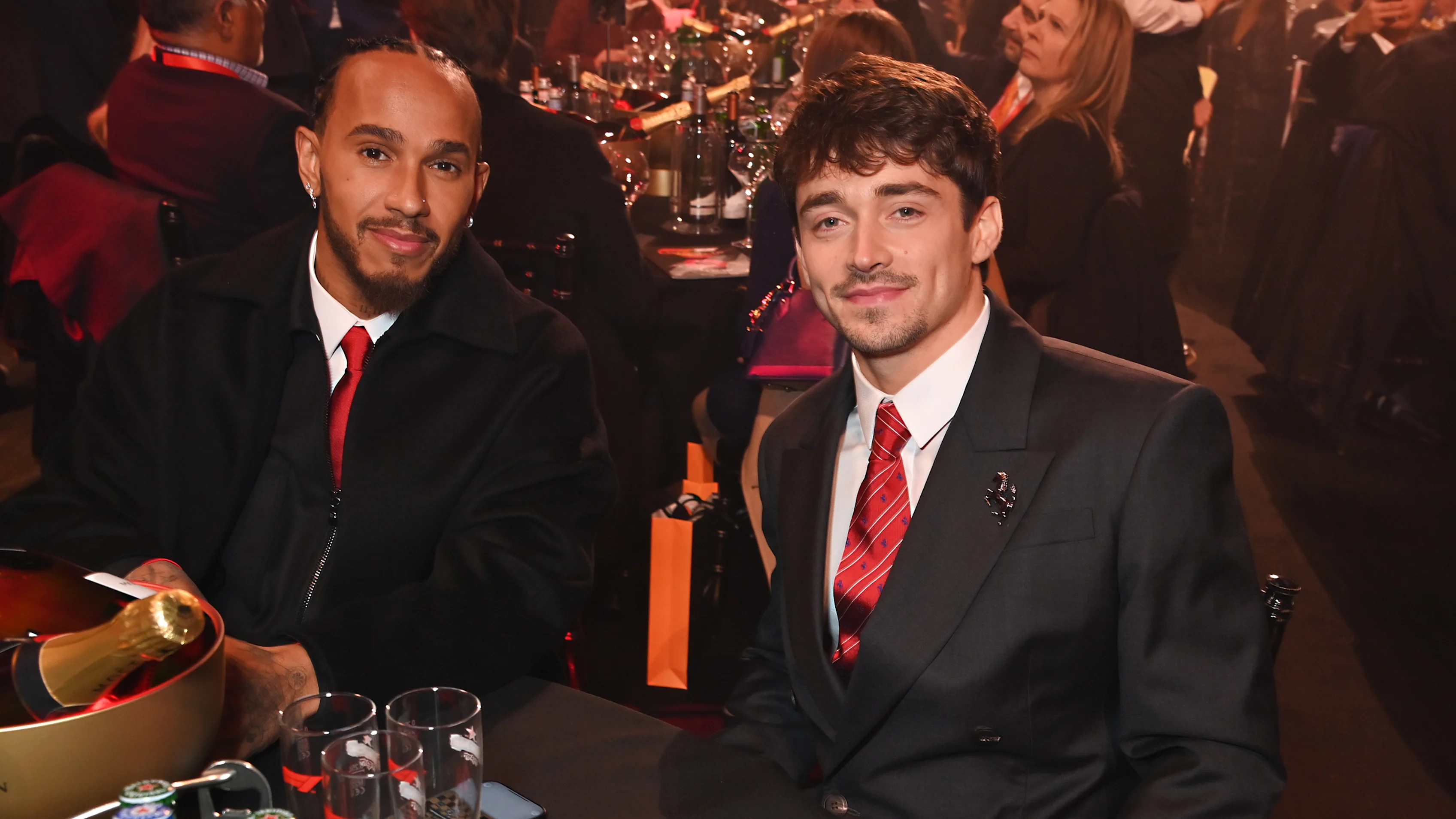 LONDON, ENGLAND - FEBRUARY 18: Lewis Hamilton of Great Britain and Scuderia Ferrari and Charles