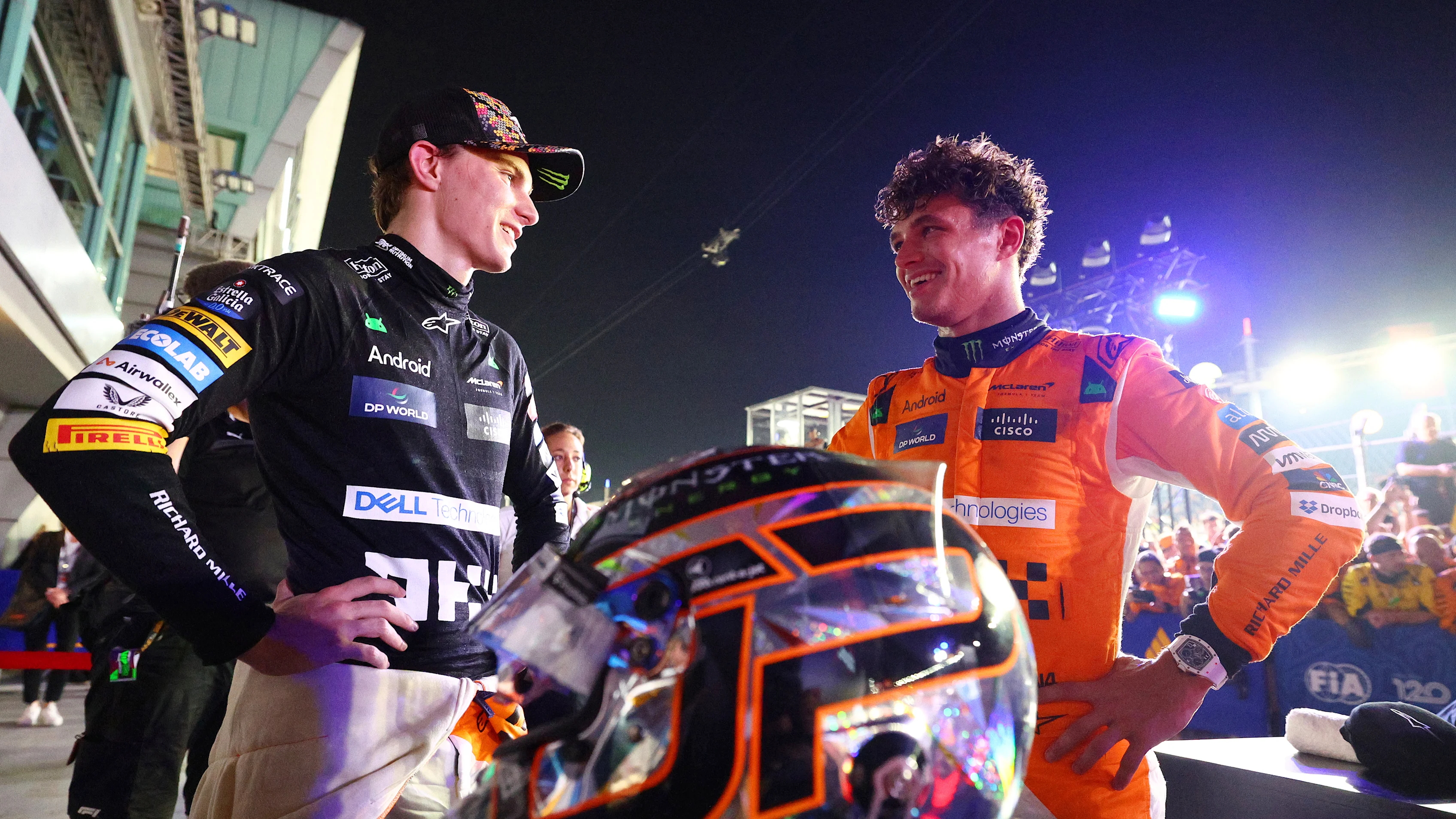 SINGAPORE, SINGAPORE - SEPTEMBER 22: Race winner Lando Norris of Great Britain and McLaren and