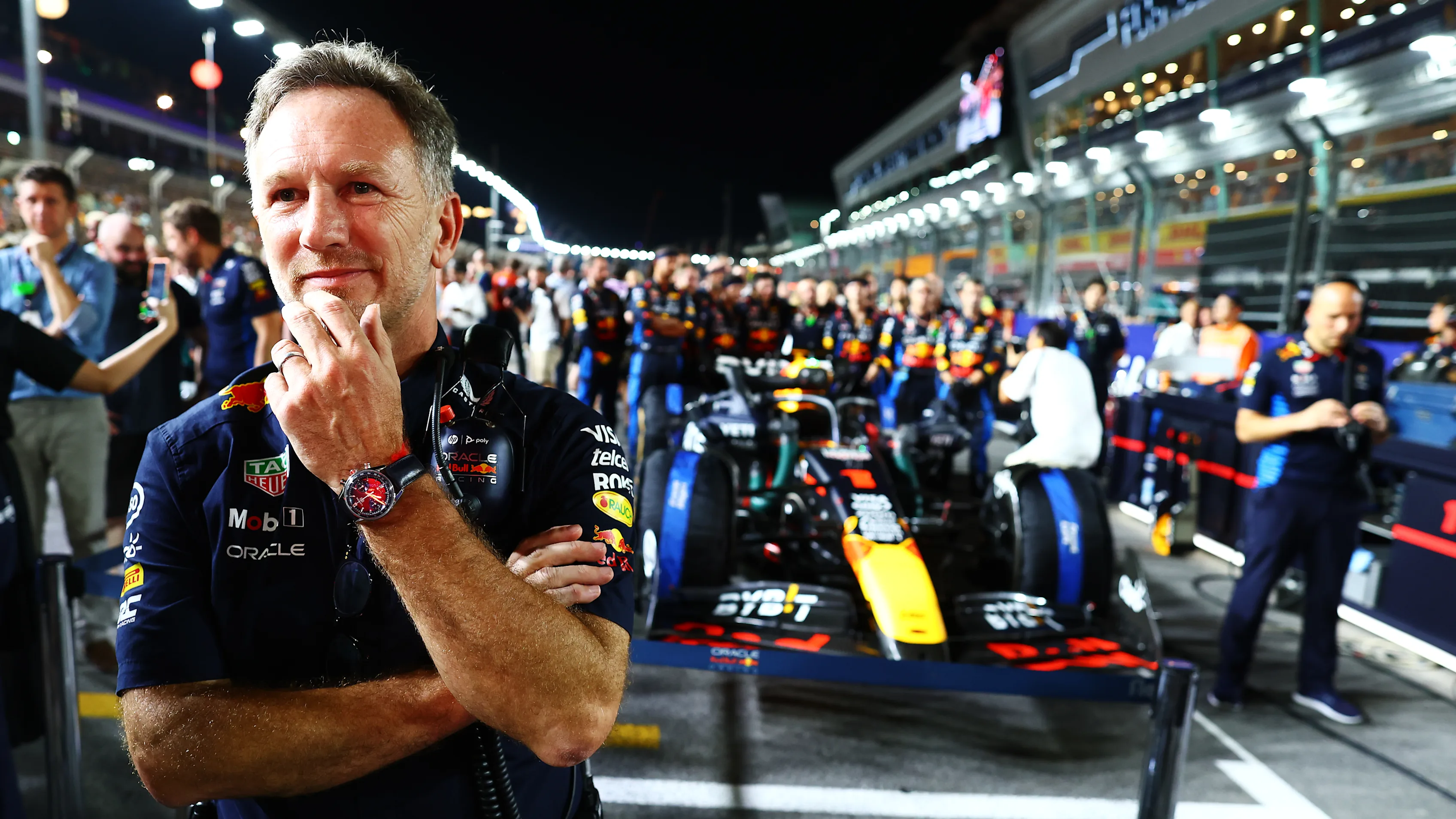 SINGAPORE, SINGAPORE - SEPTEMBER 22: Oracle Red Bull Racing Team Principal Christian Horner looks