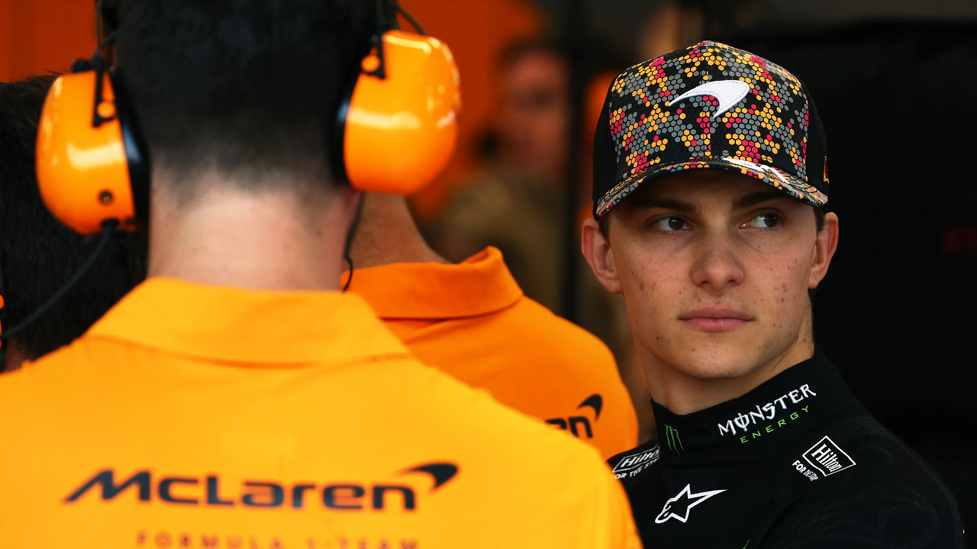 SINGAPORE, SINGAPORE - SEPTEMBER 20: Oscar Piastri of Australia and McLaren looks on in the garage