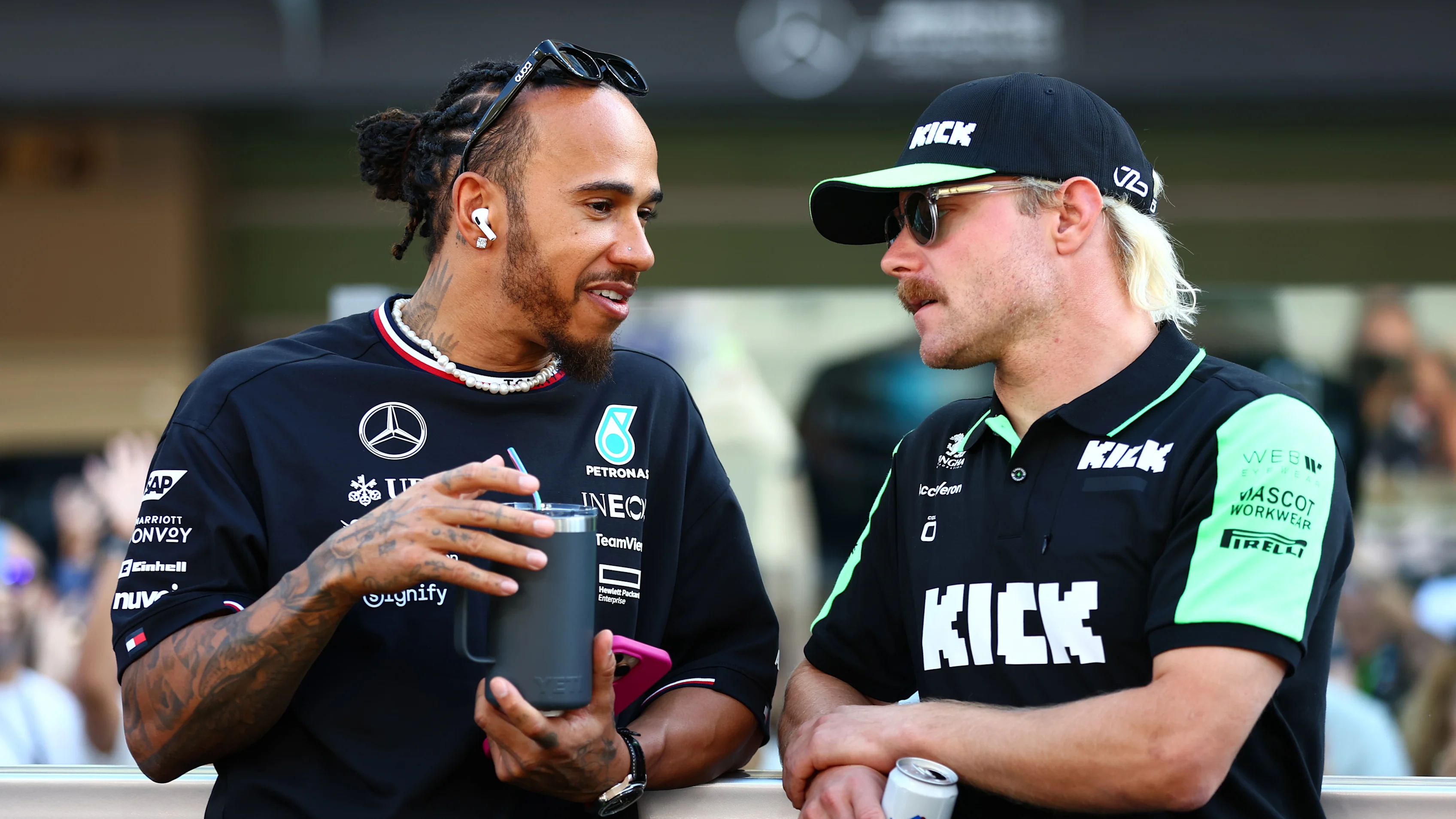 ABU DHABI, UNITED ARAB EMIRATES - DECEMBER 08: Lewis Hamilton of Great Britain and Mercedes and