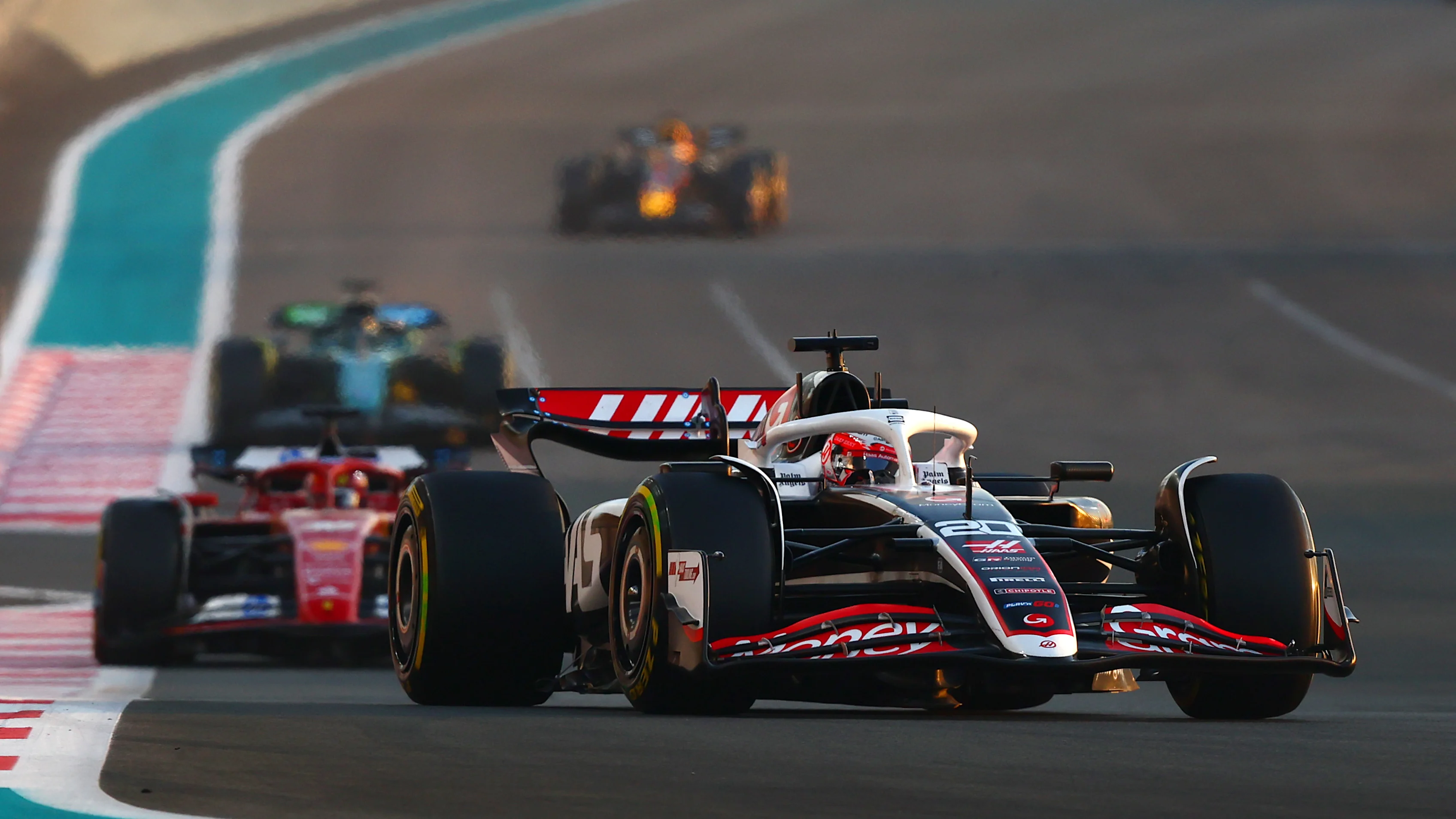 ABU DHABI, UNITED ARAB EMIRATES - DECEMBER 08: Kevin Magnussen of Denmark driving the (20) Haas F1