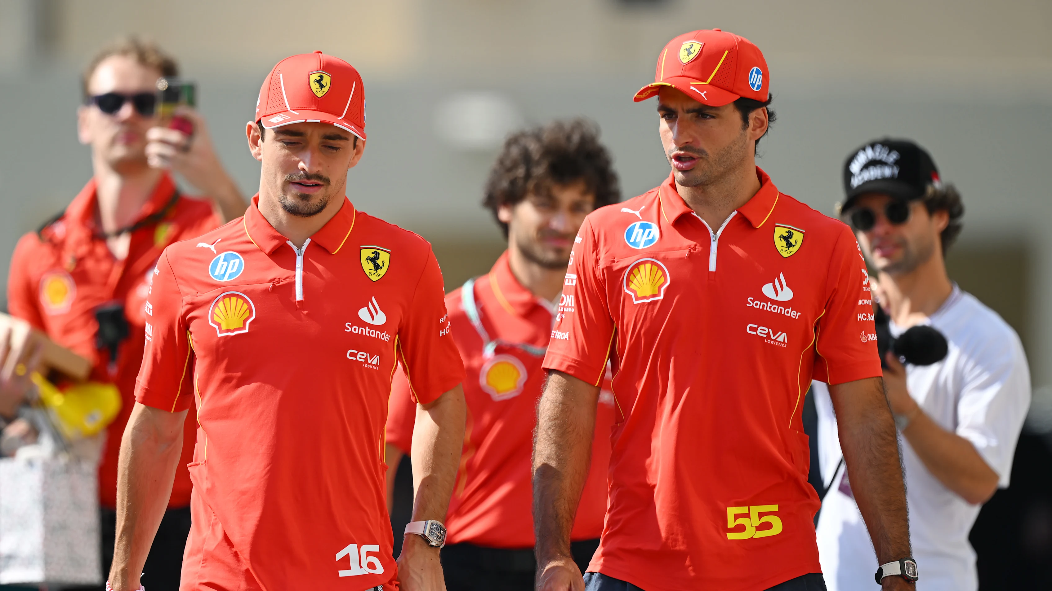ABU DHABI, UNITED ARAB EMIRATES - DECEMBER 07: Carlos Sainz of Spain and Ferrari and Charles