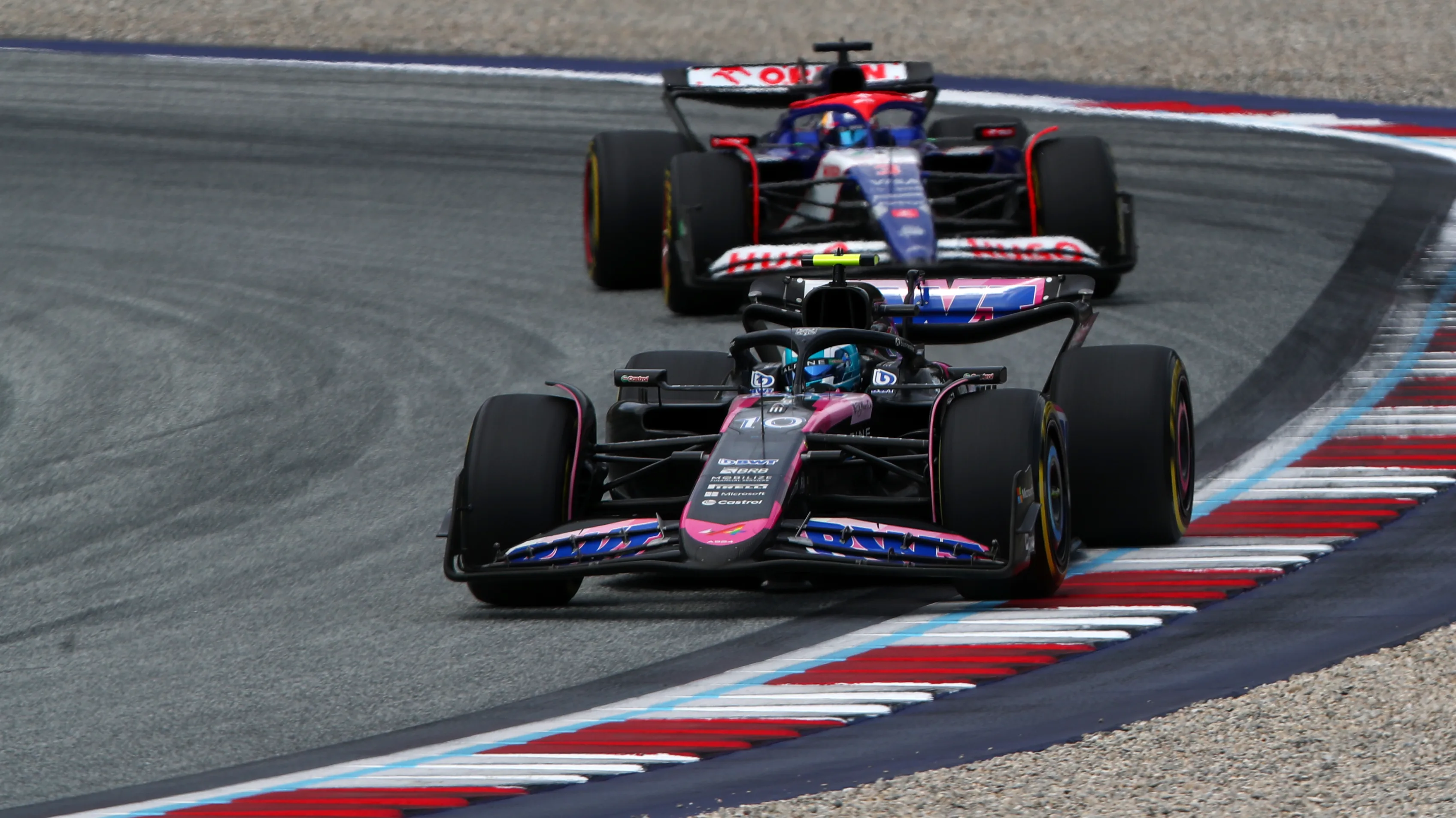 SPIELBERG, AUSTRIA - JUNE 30: Pierre Gasly of France driving the (10) Alpine F1 A524 Renault leads