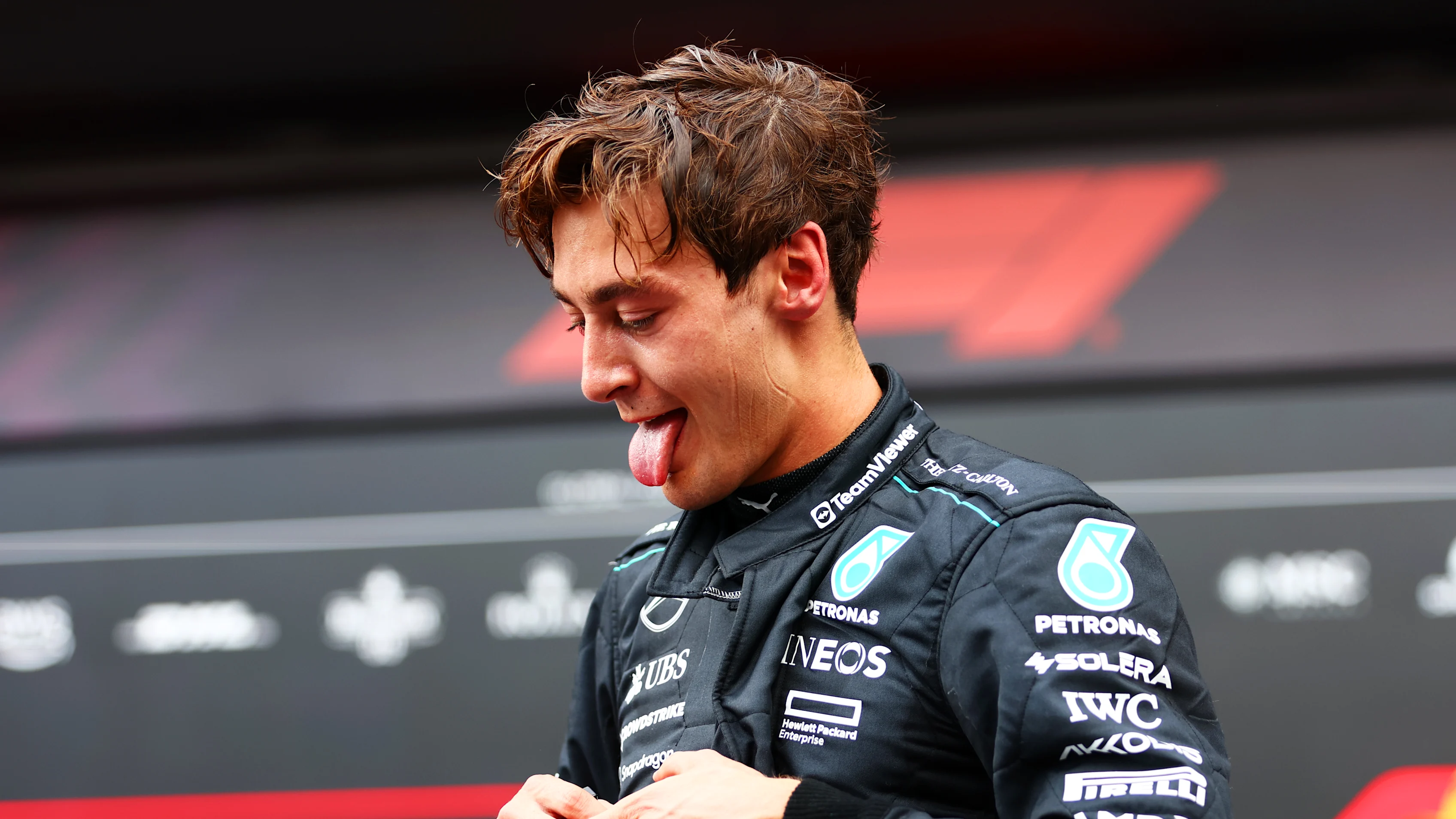 SPIELBERG, AUSTRIA - JUNE 30: Race winner George Russell of Great Britain and Mercedes looks on in