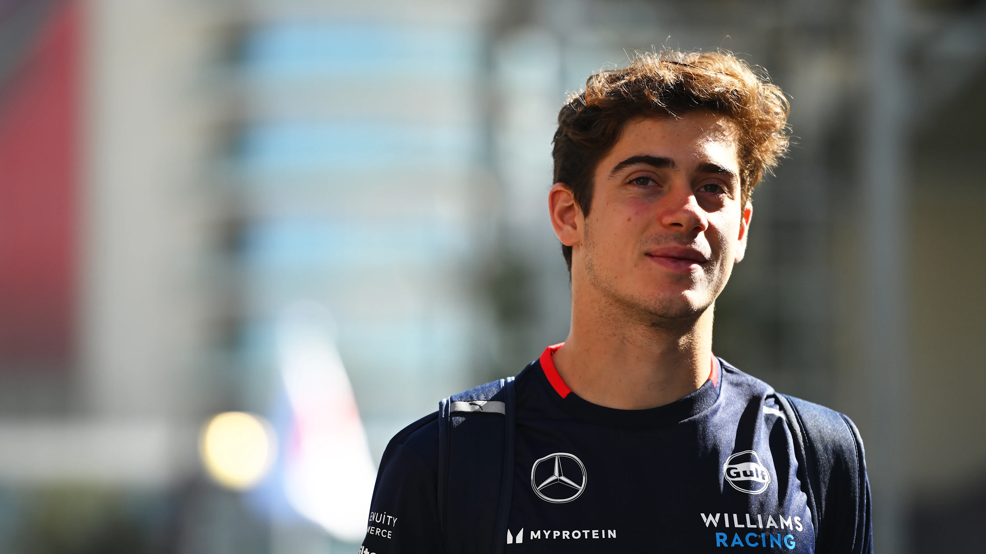 BAKU, AZERBAIJAN - SEPTEMBER 15: Franco Colapinto of Argentina and Williams walks in the Paddock