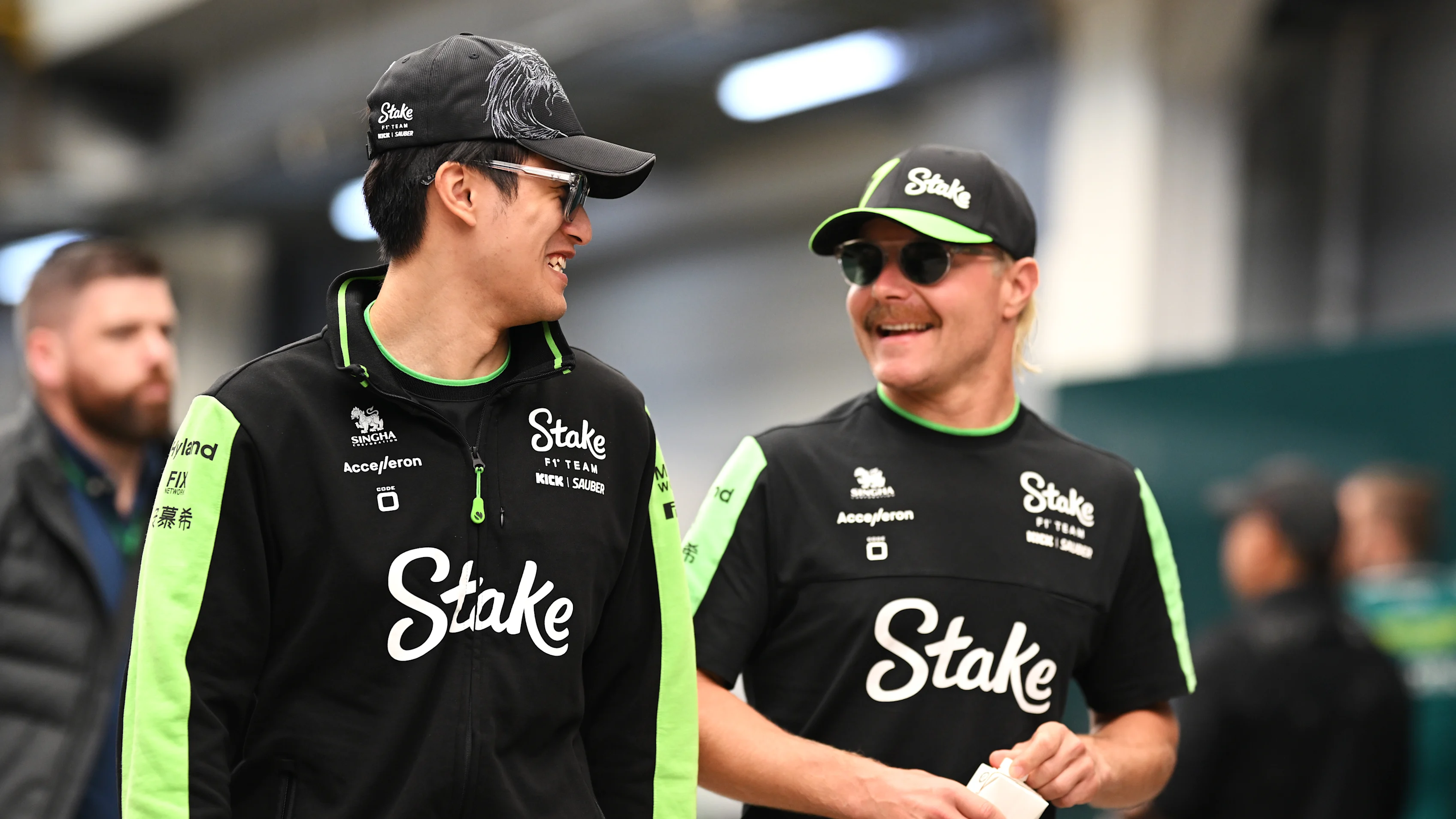SAO PAULO, BRAZIL - NOVEMBER 01: Zhou Guanyu of China and Stake F1 Team Kick Sauber and Valtteri