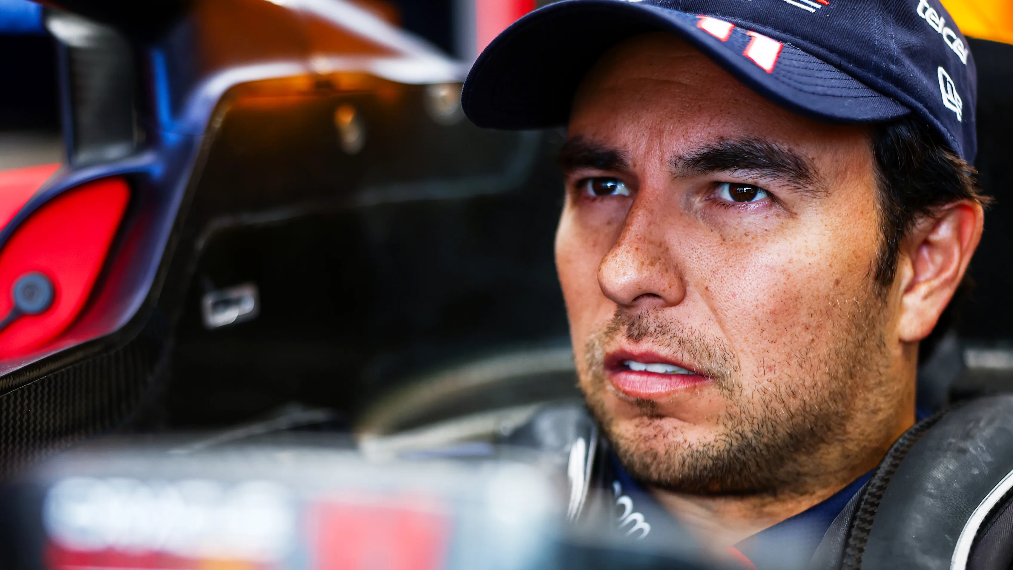 SAO PAULO, BRAZIL - OCTOBER 31: Sergio Perez of Mexico and Oracle Red Bull Racing has a seat