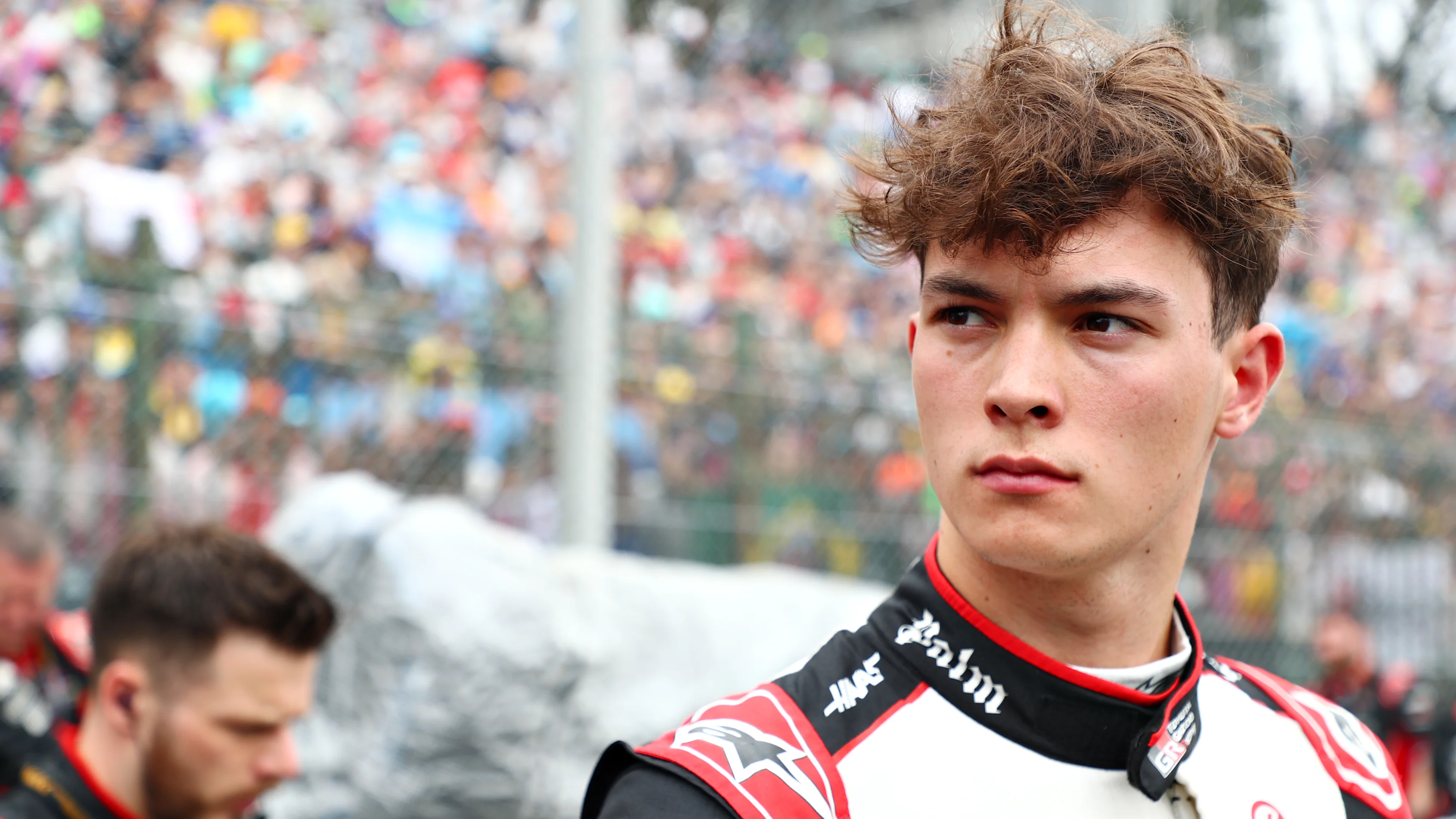 SAO PAULO, BRAZIL - NOVEMBER 03: Oliver Bearman of Great Britain and Haas F1 looks on, on the grid
