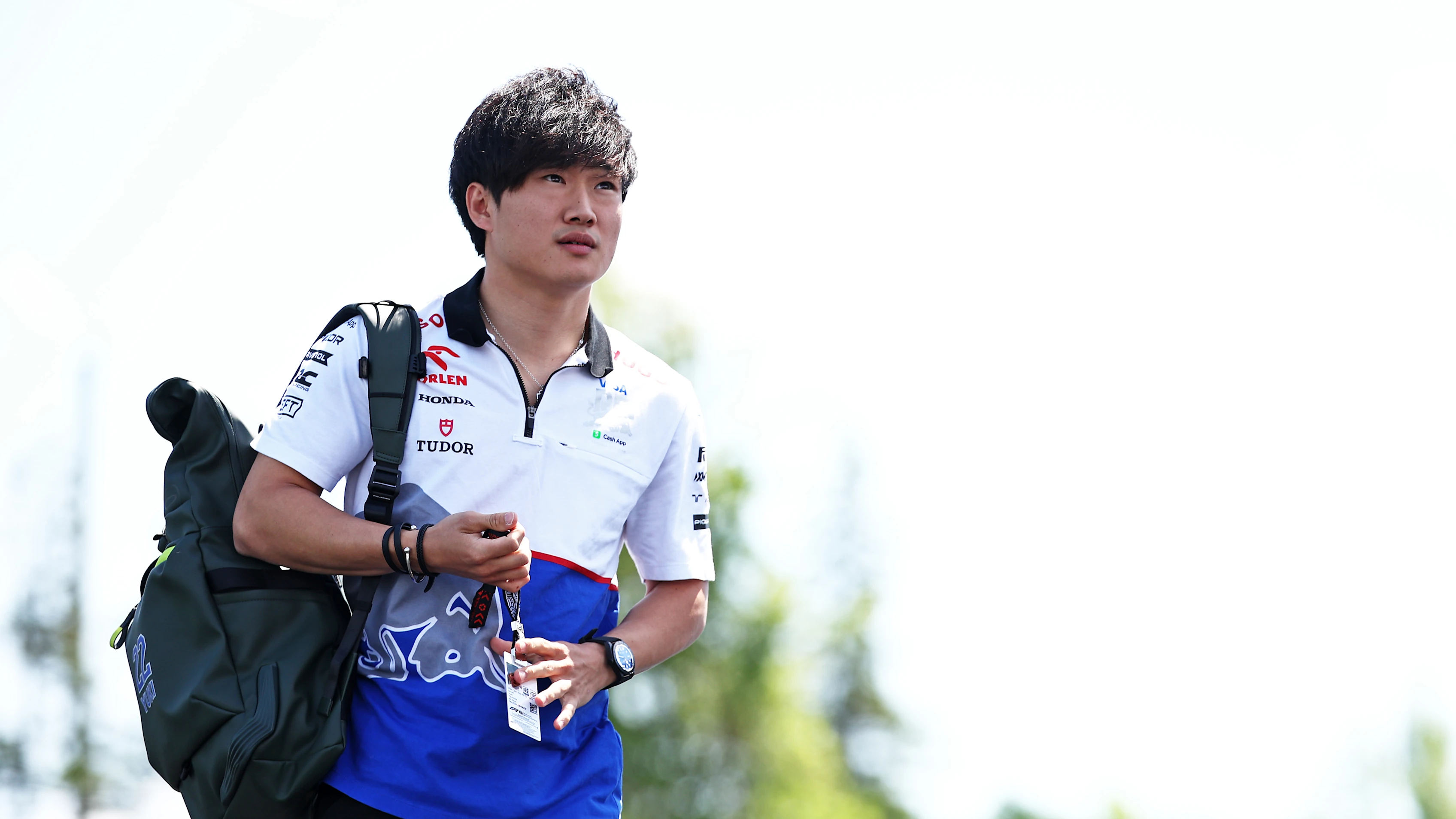 MONTREAL, QUEBEC - JUNE 07: Yuki Tsunoda of Japan and Visa Cash App RB arrives into the Paddock