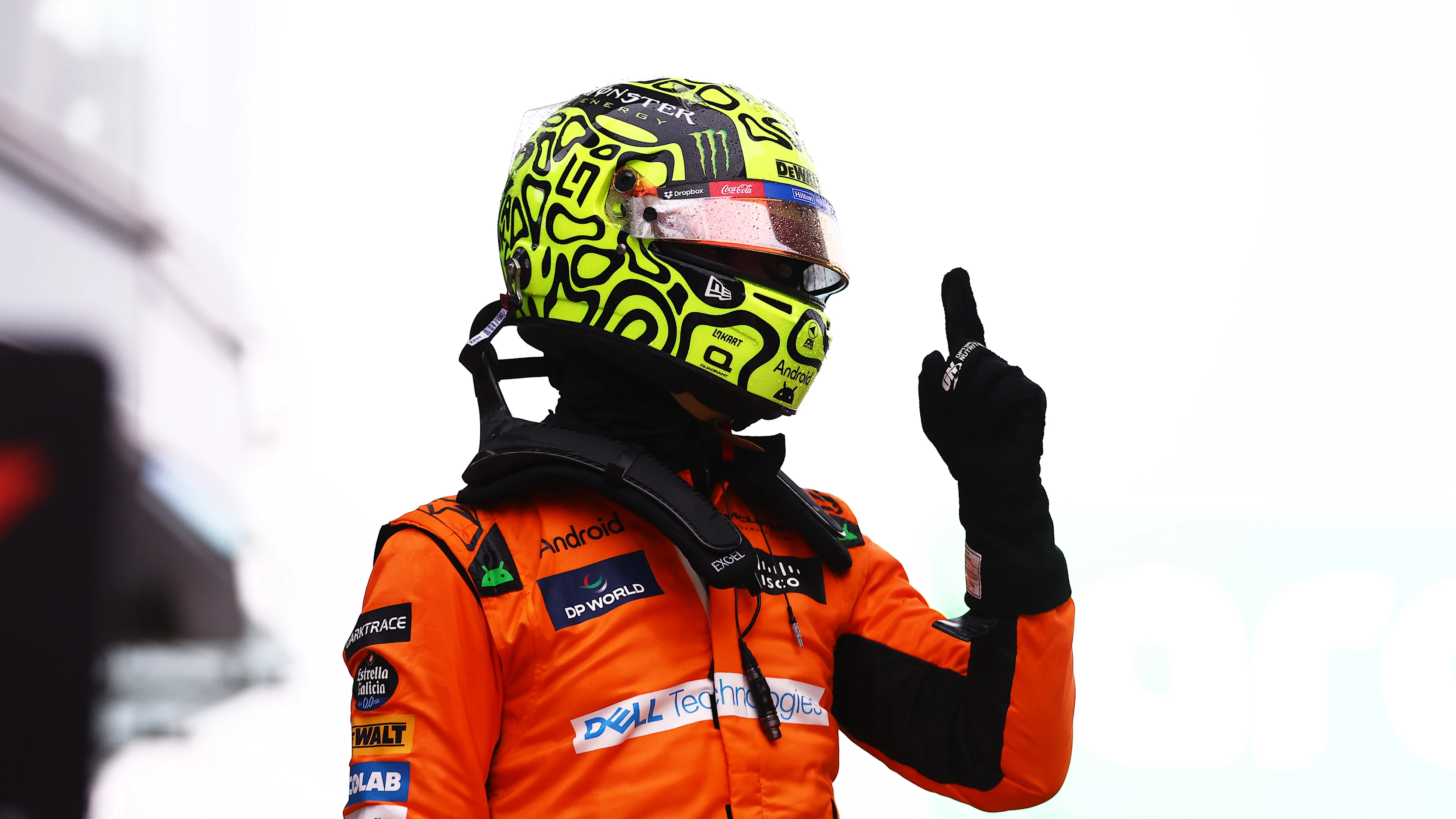 SHANGHAI, CHINA - APRIL 19: Sprint pole qualifier Lando Norris of Great Britain and McLaren