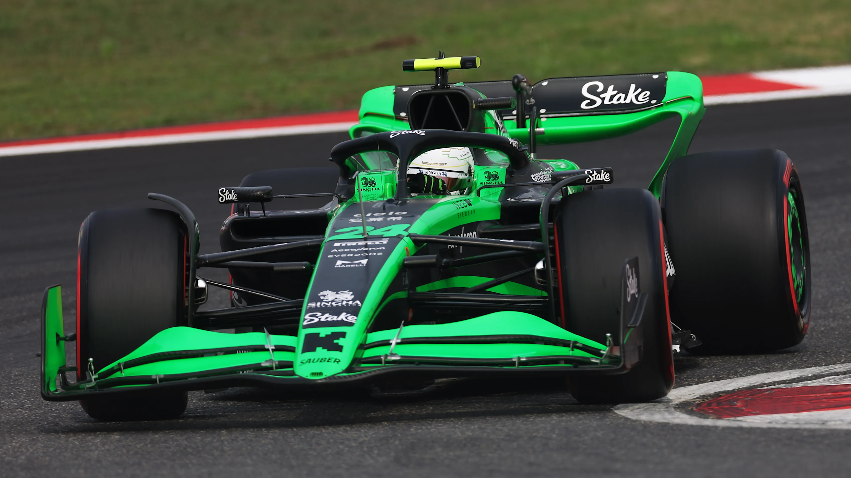 SHANGHAI, CHINA - APRIL 20: Zhou Guanyu of China driving the (24) Kick Sauber C44 Ferrari on track