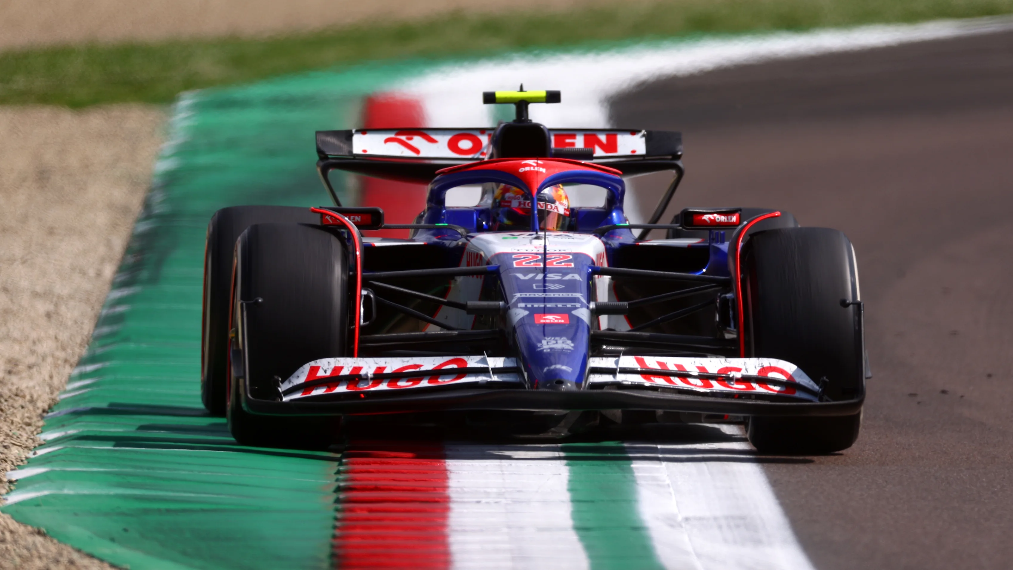 IMOLA, ITALY - MAY 19: Yuki Tsunoda of Japan driving the (22) Visa Cash App RB VCARB 01 on track