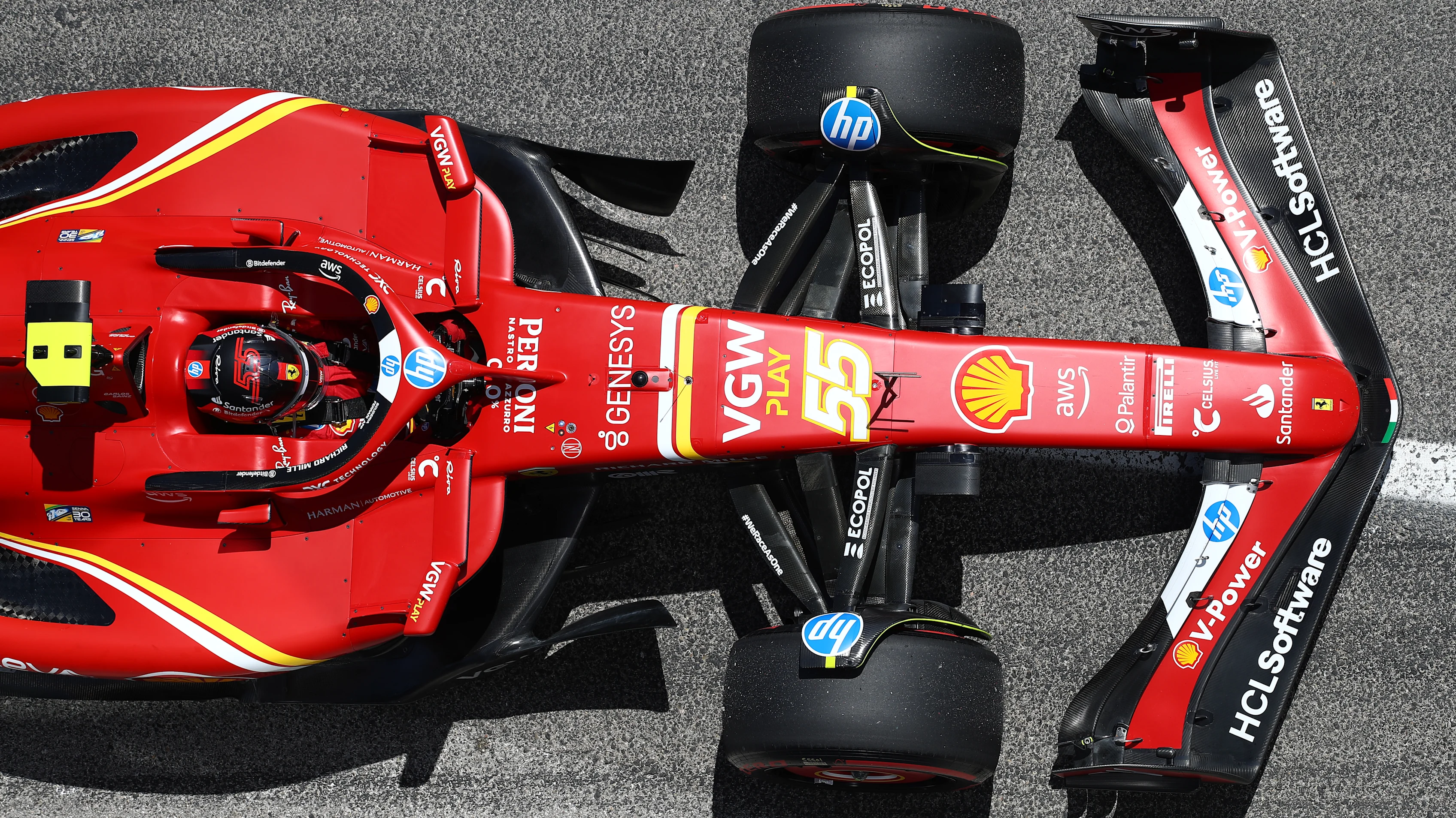 IMOLA, ITALY - MAY 17: Carlos Sainz of Spain driving (55) the Ferrari SF-24 in the Pitlane during