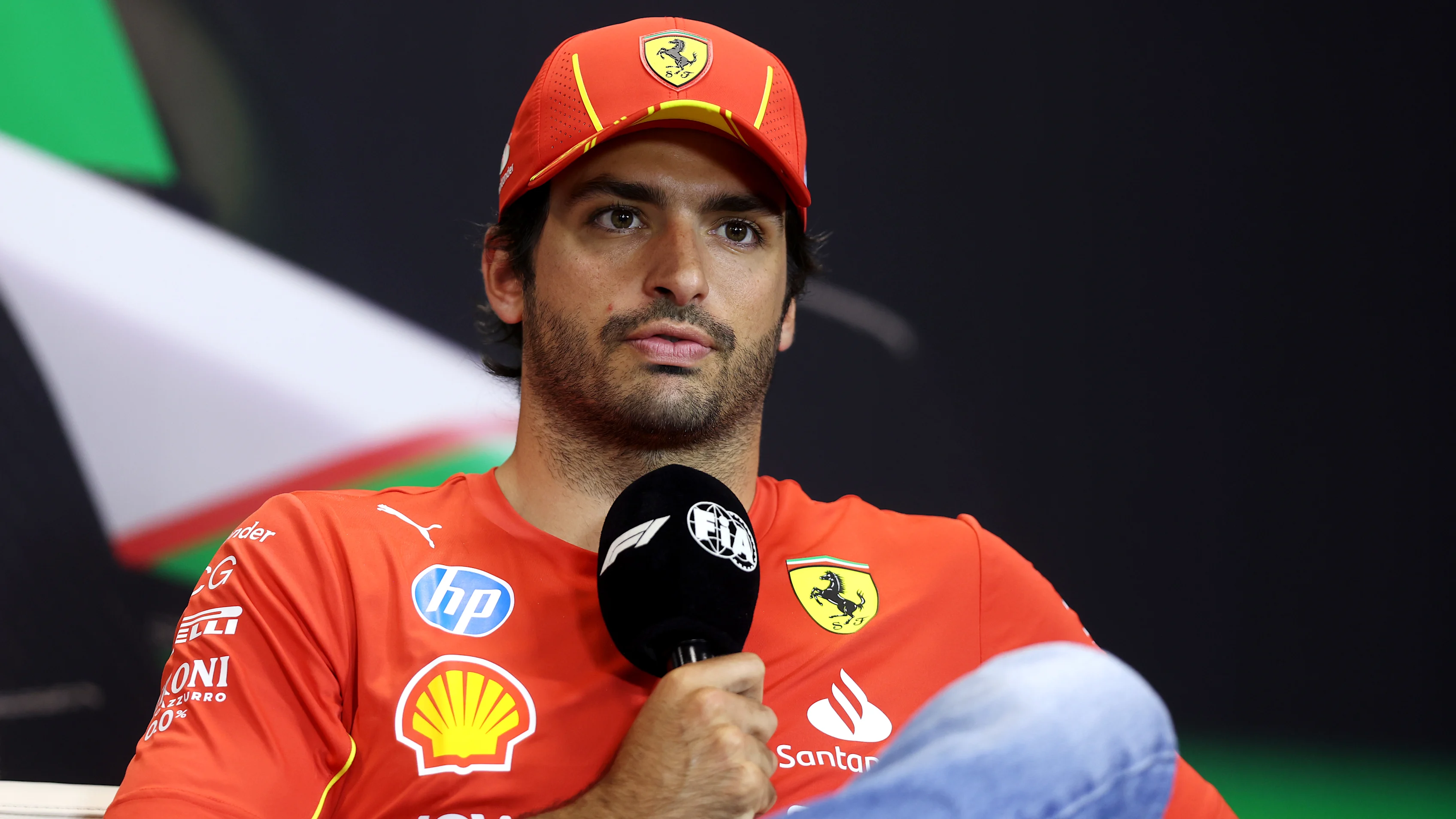 IMOLA, ITALY - MAY 16: Carlos Sainz of Spain and Ferrari attends the Drivers Press Conference