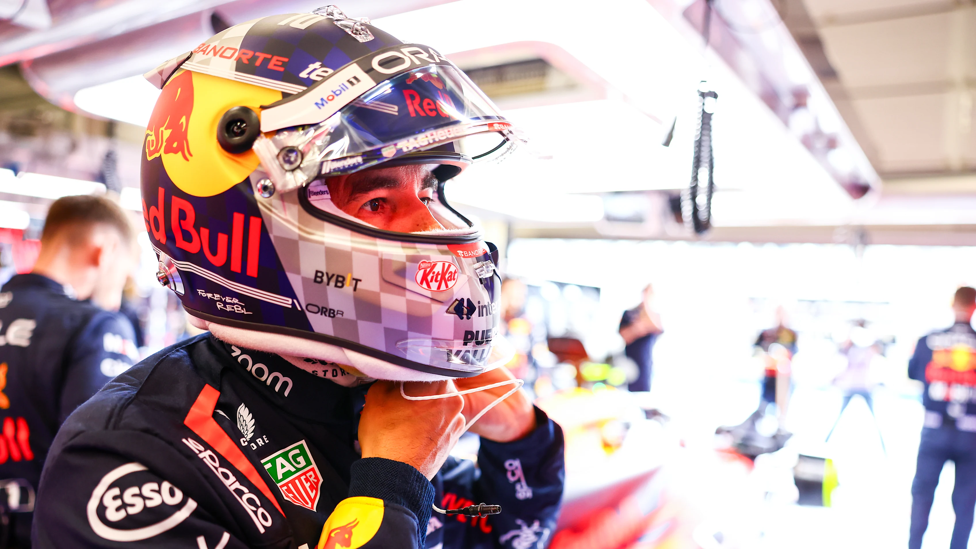 NORTHAMPTON, ENGLAND - JULY 07: Sergio Perez of Mexico and Oracle Red Bull Racing prepares to drive