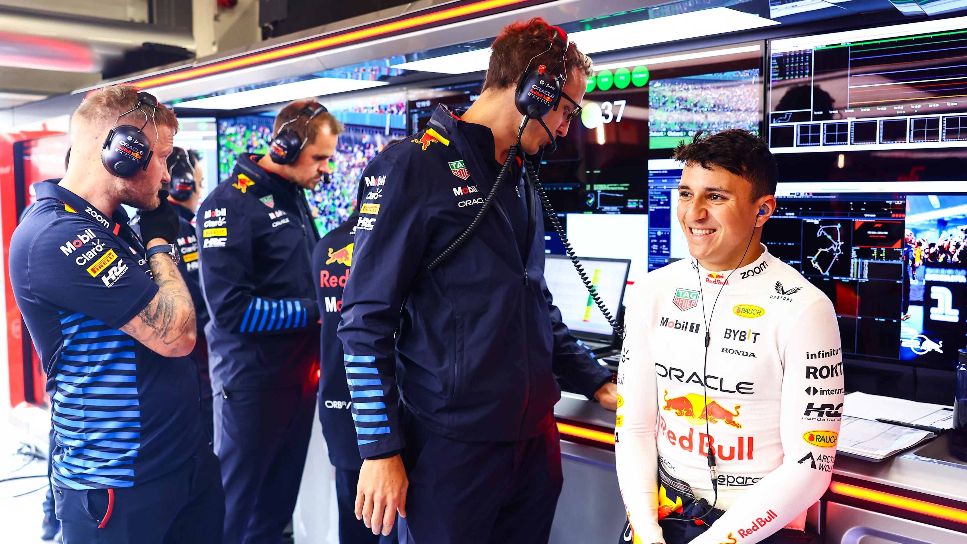 NORTHAMPTON, ENGLAND - JULY 05: Isack Hadjar of France and Red Bull Racing prepares to drive in the