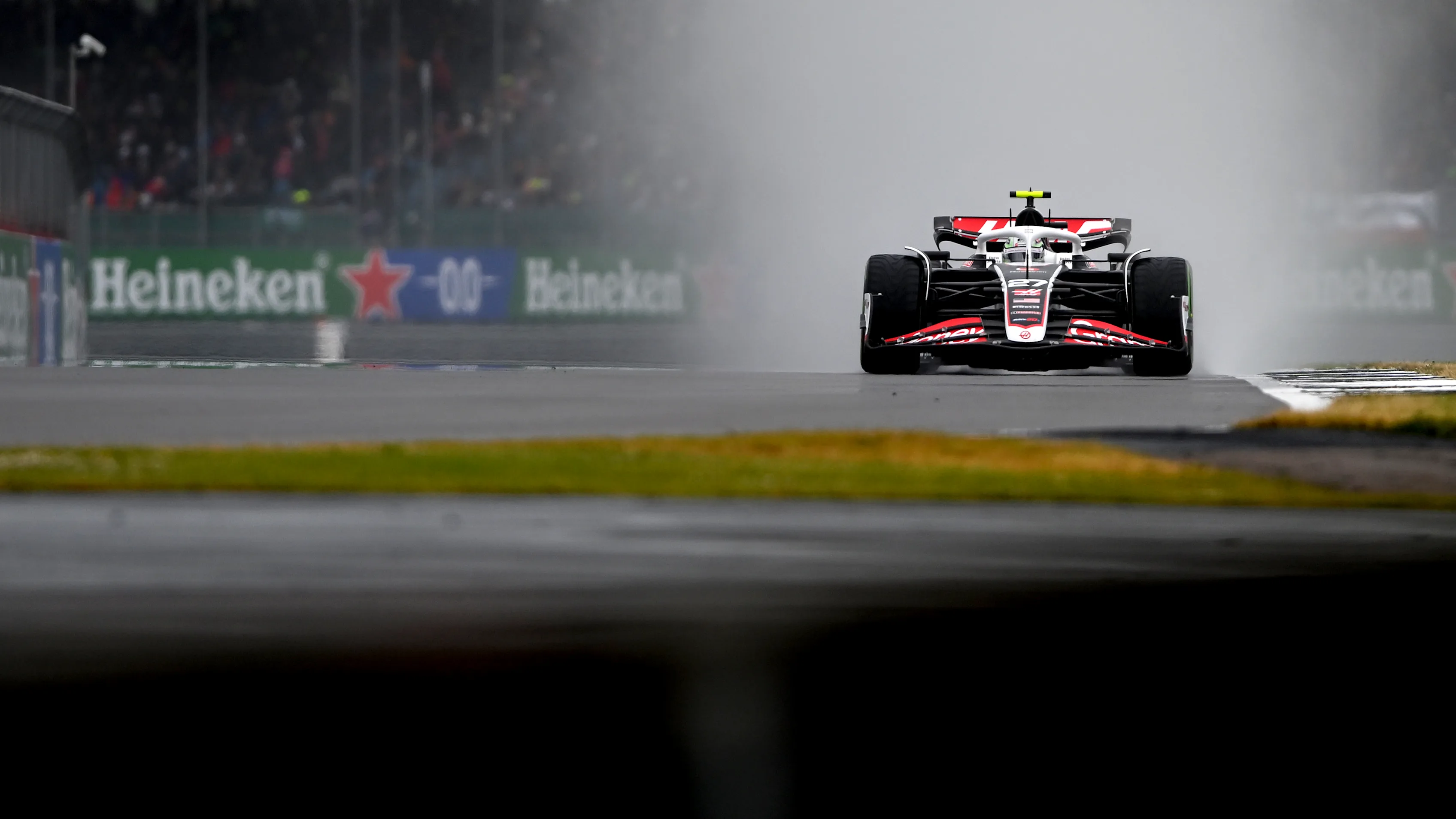 NORTHAMPTON, ENGLAND - JULY 06: Nico Hulkenberg of Germany driving the (27) Haas F1 VF-24 Ferrari on track during final practice ahead of the F1 Grand Prix of Great Britain at Silverstone Circuit on July 06, 2024 in Northampton, England. (Photo by Rudy Carezzevoli/Getty Images)
