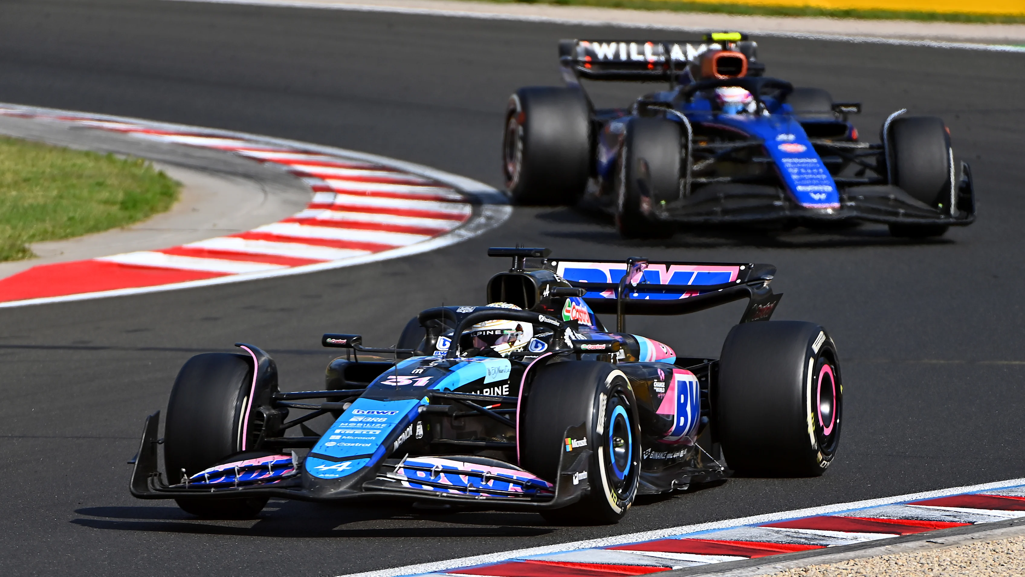 BUDAPEST, HUNGARY - JULY 21: Esteban Ocon of France driving the (31) Alpine F1 A524 Renault leads