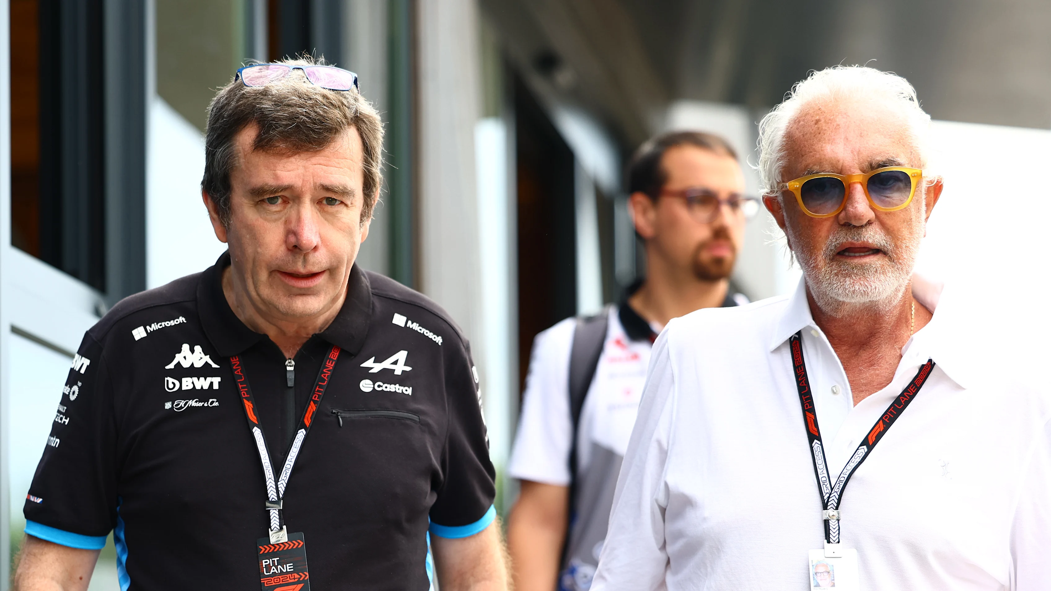 BUDAPEST, HUNGARY - JULY 20: Flavio Briatore, Executive Advisor to Alpine F1, and Bruno Famin,