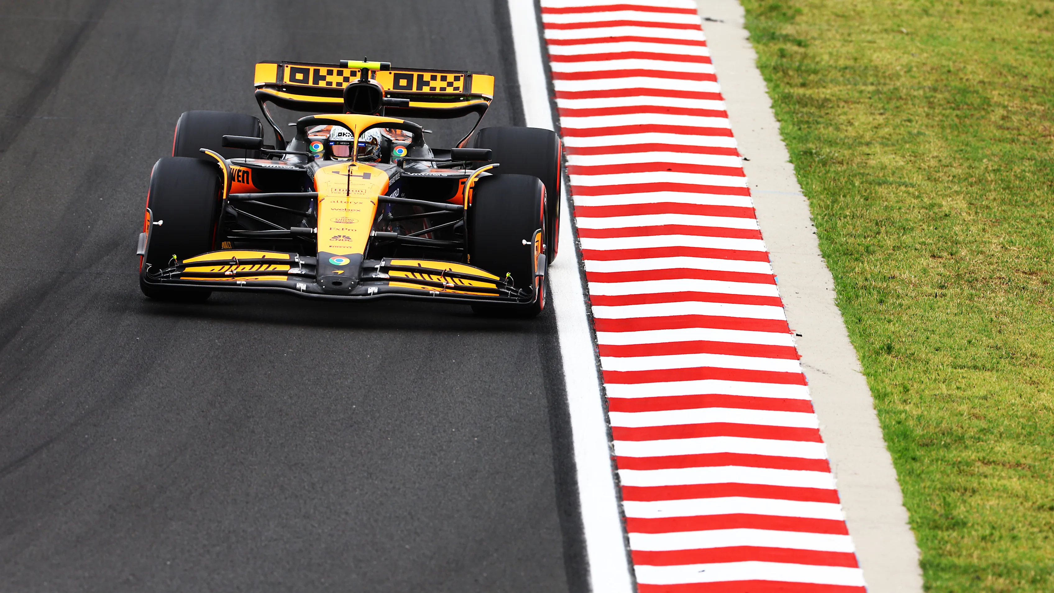 BUDAPEST, HUNGARY - JULY 20: Lando Norris of Great Britain driving the (4) McLaren MCL38 Mercedes