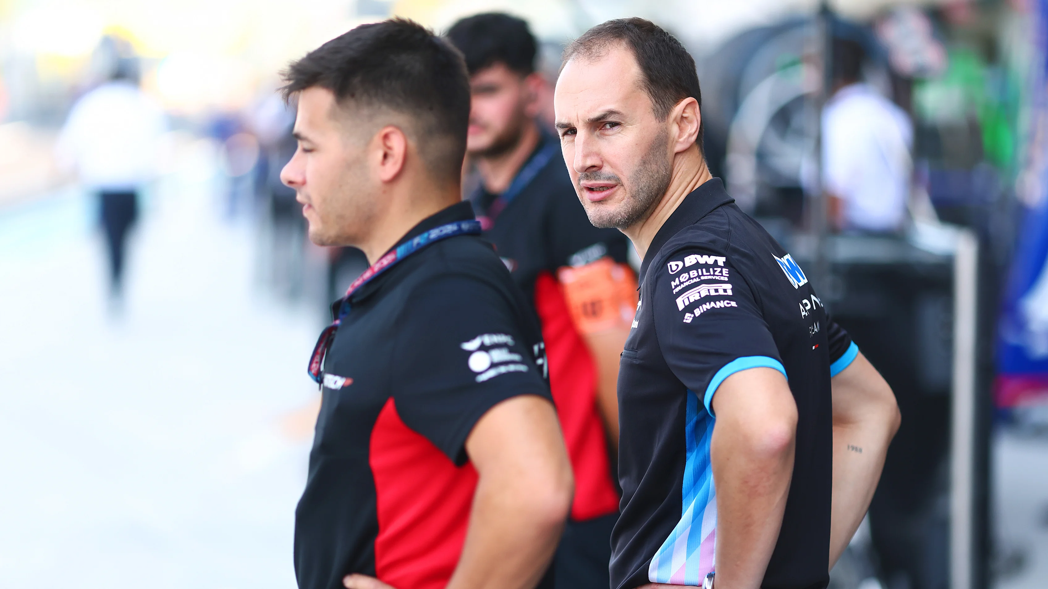 MONZA, ITALY - AUGUST 30: Oliver Oakes, Team Principal of Alpine F1 looks on in the Pitlane prior