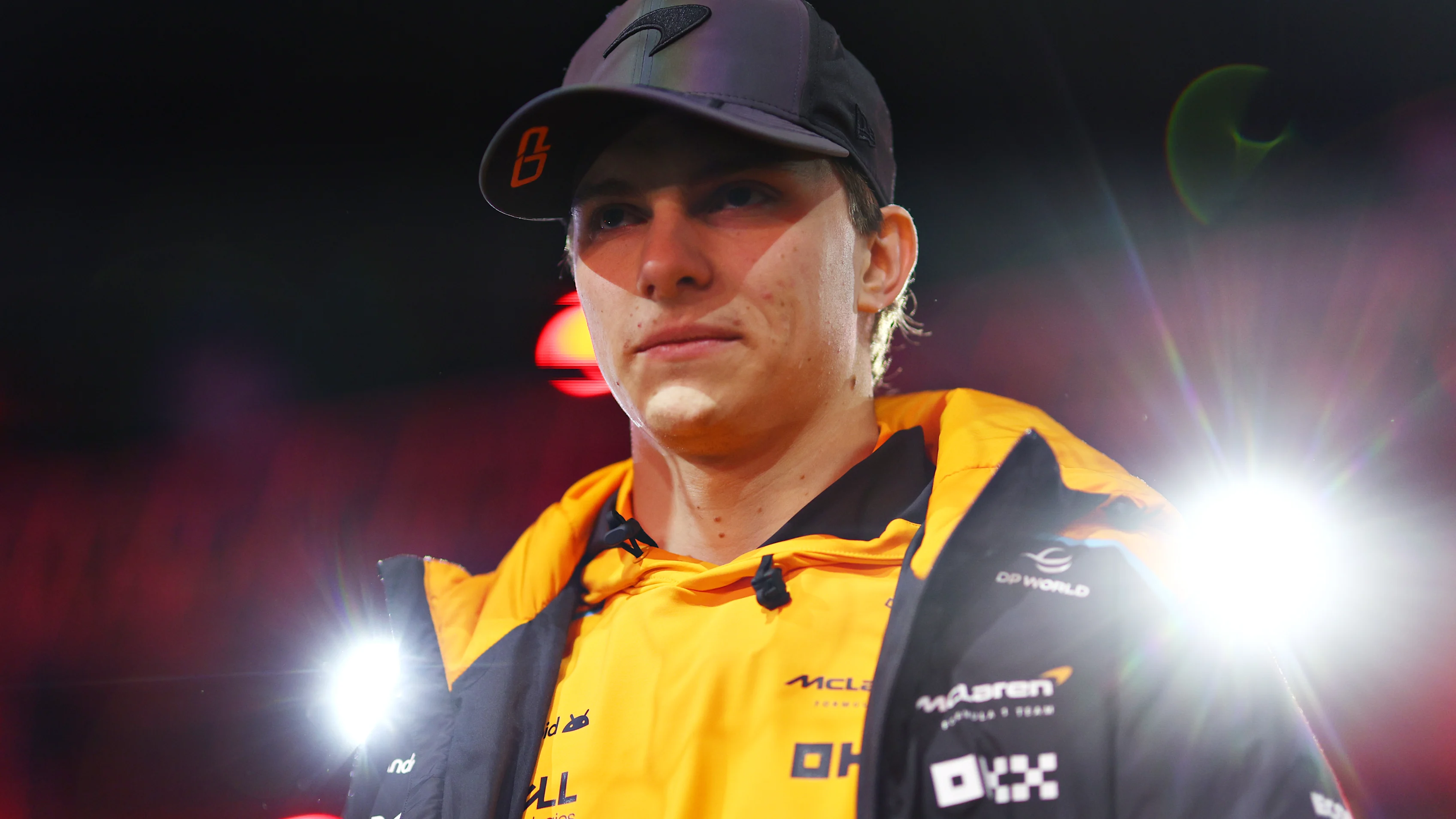 LAS VEGAS, NEVADA - NOVEMBER 23: Oscar Piastri of Australia and McLaren looks on from the drivers