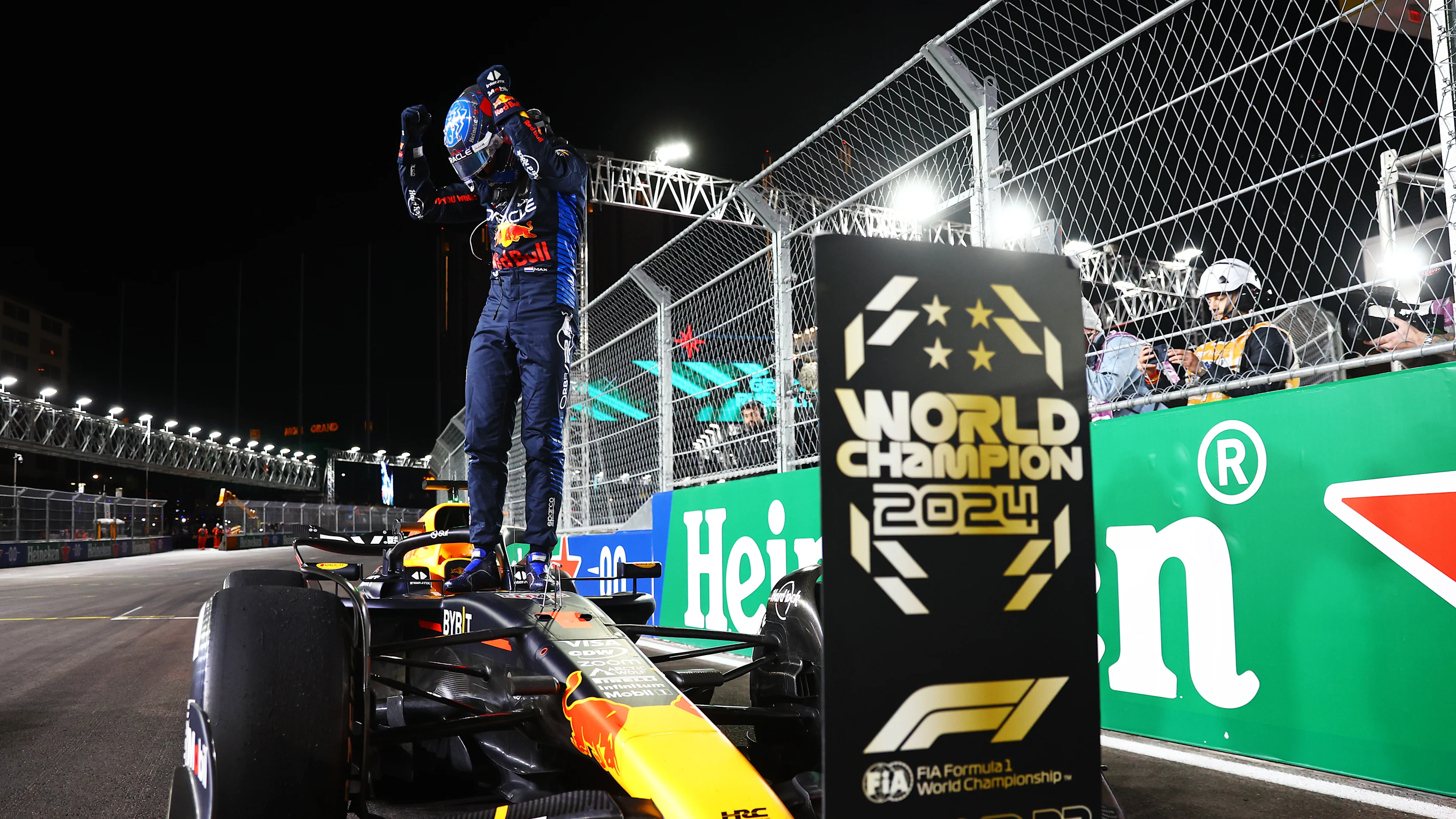 LAS VEGAS, NEVADA - NOVEMBER 23: 2024 F1 World Drivers Champion Max Verstappen of the Netherlands