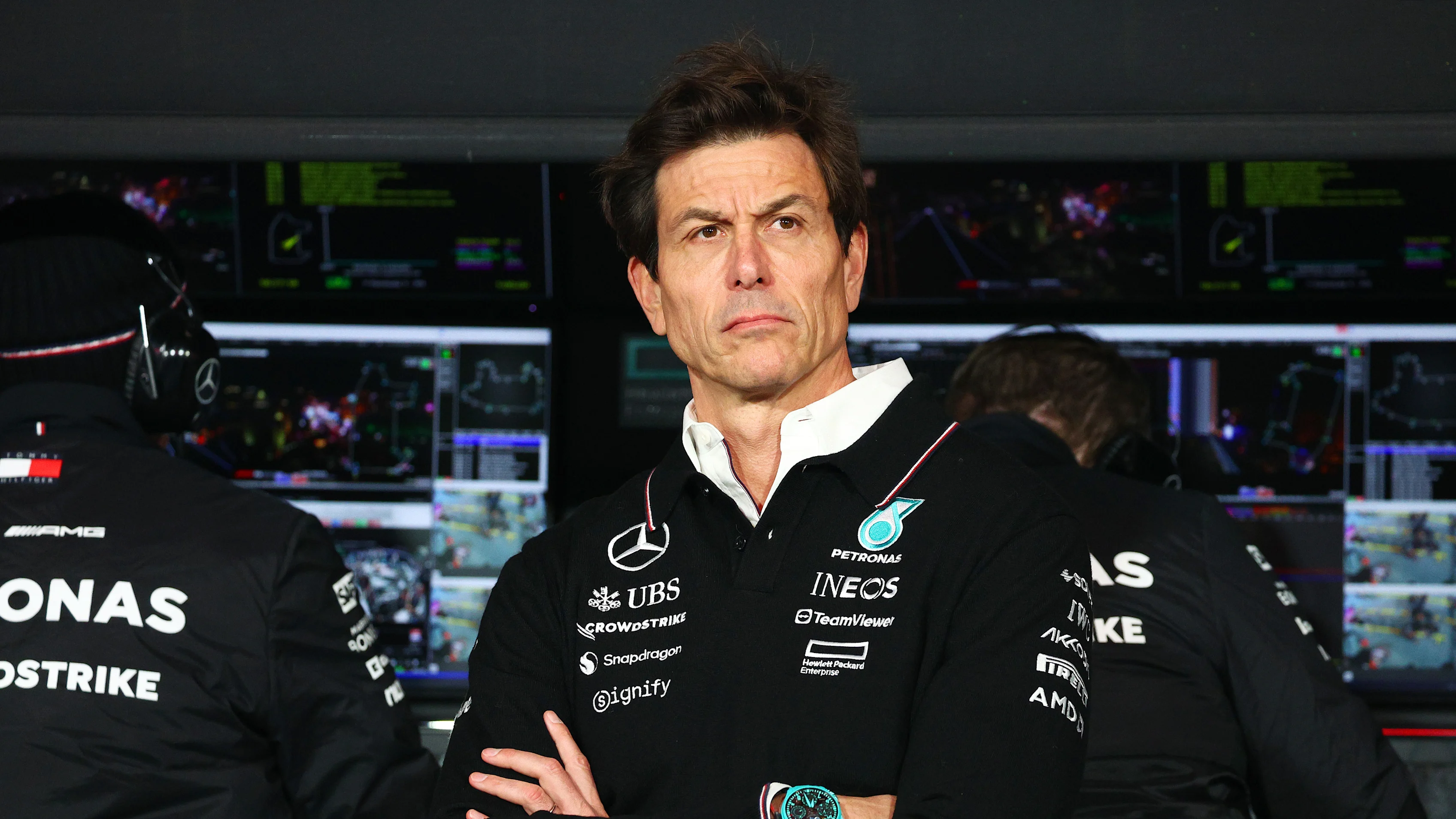 LAS VEGAS, NEVADA - NOVEMBER 21: Mercedes GP Executive Director Toto Wolff looks on from the