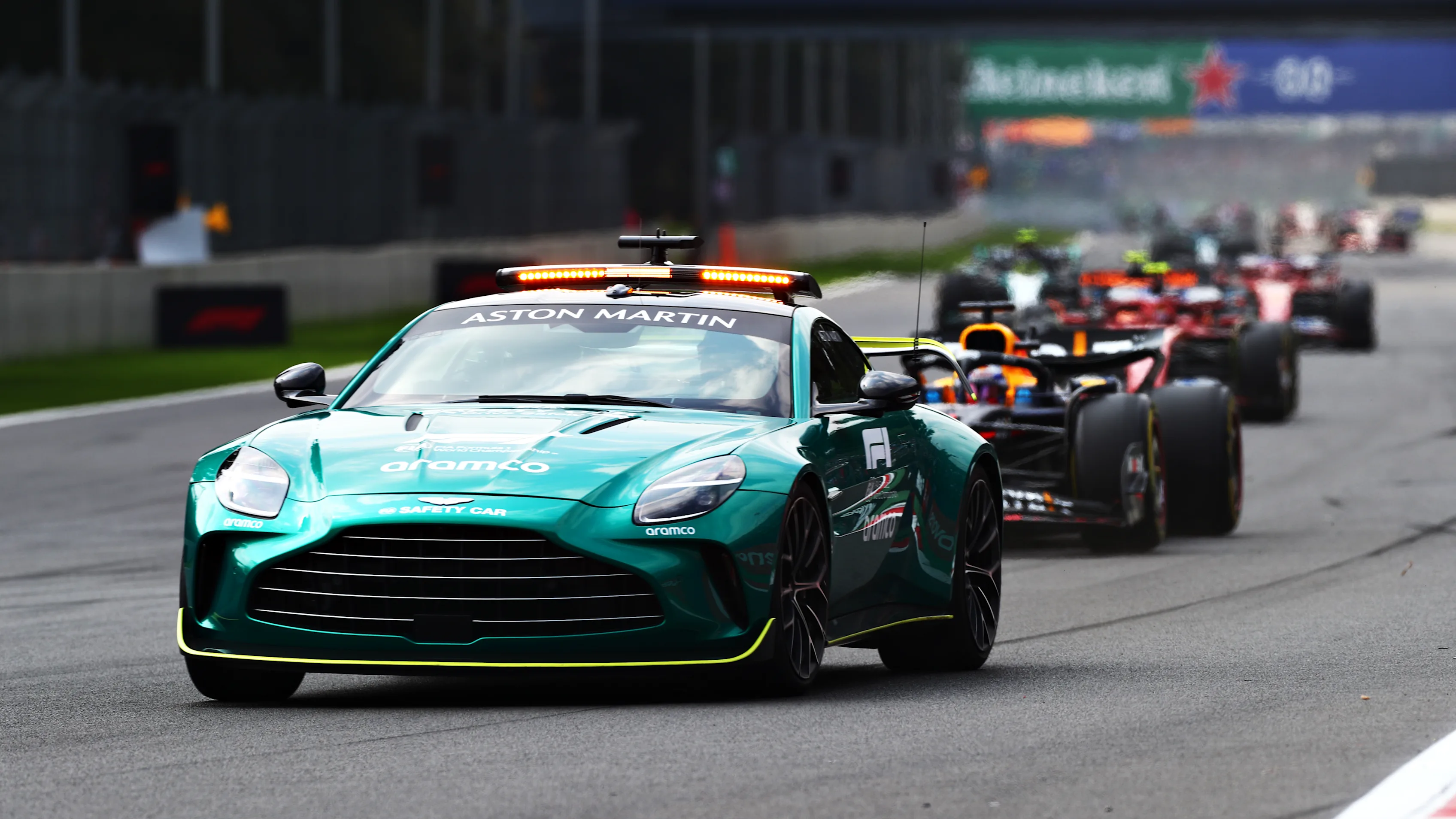 MEXICO CITY, MEXICO - OCTOBER 27: The FIA Safety Car leads Max Verstappen of the Netherlands