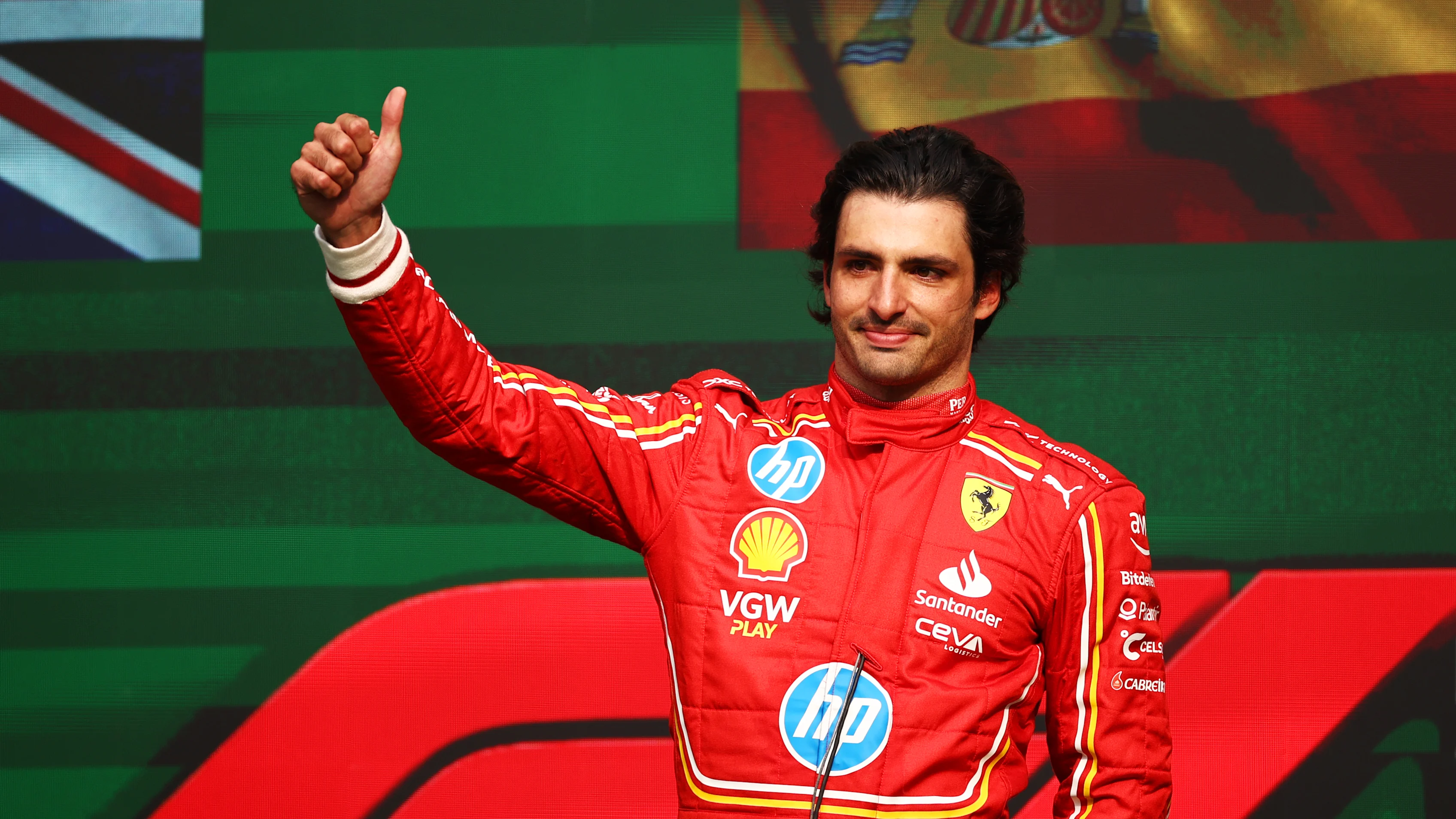 MEXICO CITY, MEXICO - OCTOBER 27: Race winner Carlos Sainz of Spain and Ferrari celebrates on the