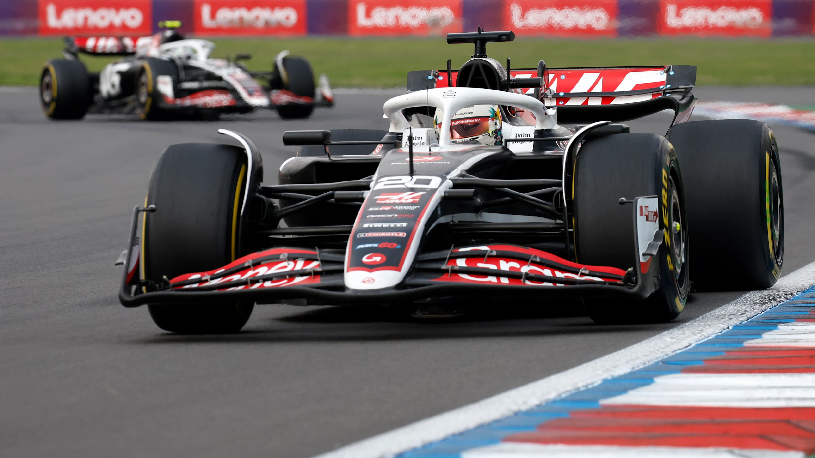 MEXICO CITY, MEXICO - OCTOBER 27: Kevin Magnussen of Denmark driving the (20) Haas F1 VF-24 Ferrari