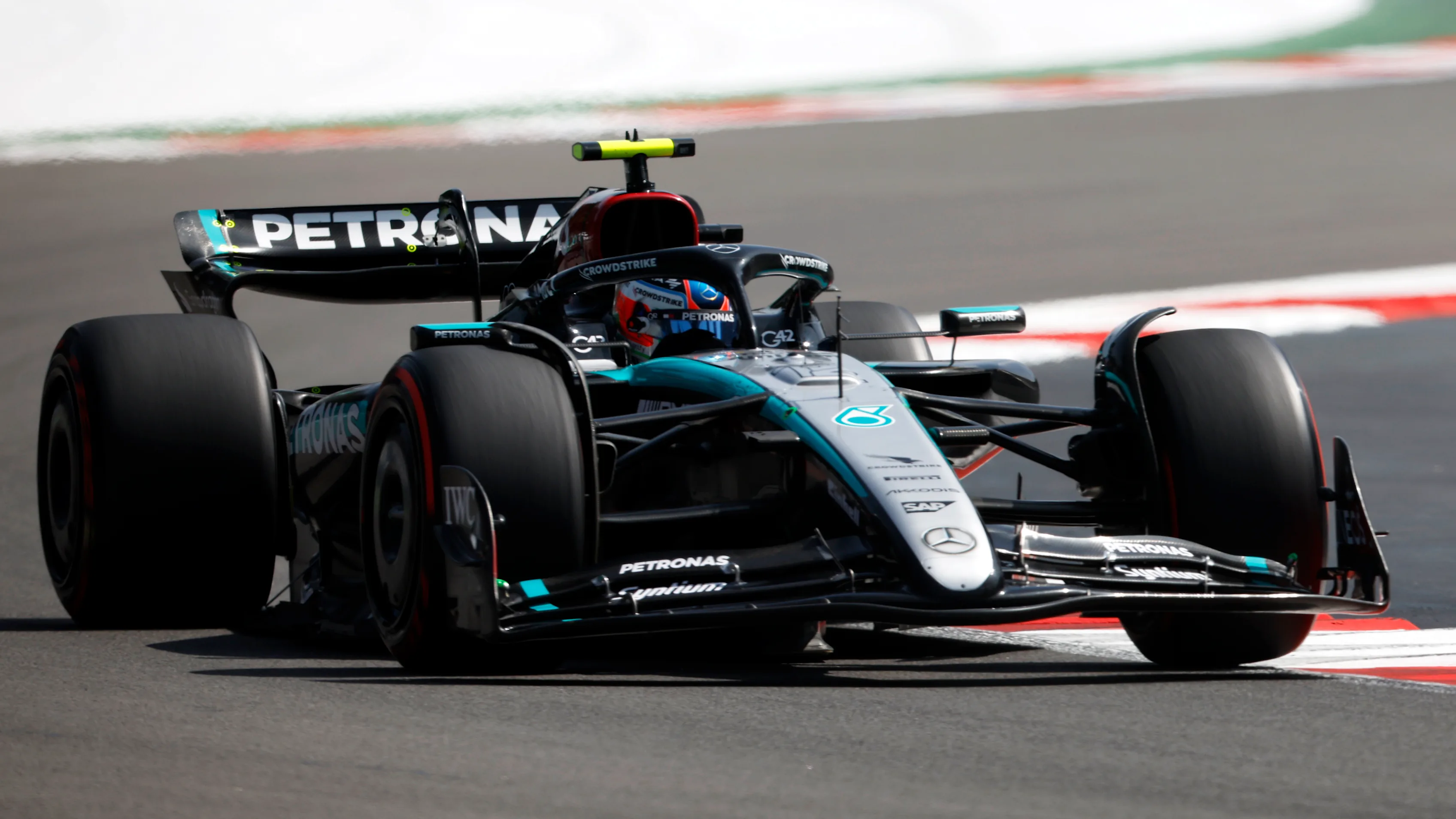 MEXICO CITY, MEXICO - OCTOBER 25: Andrea Kimi Antonelli of Italy driving the (12) Mercedes AMG